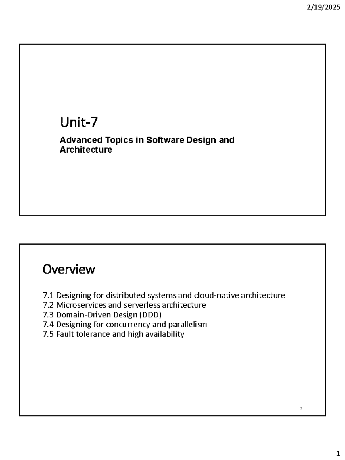 SDA Unit 7 - Lecture notes - Unit- 7 Advanced Topics in Software Design ...