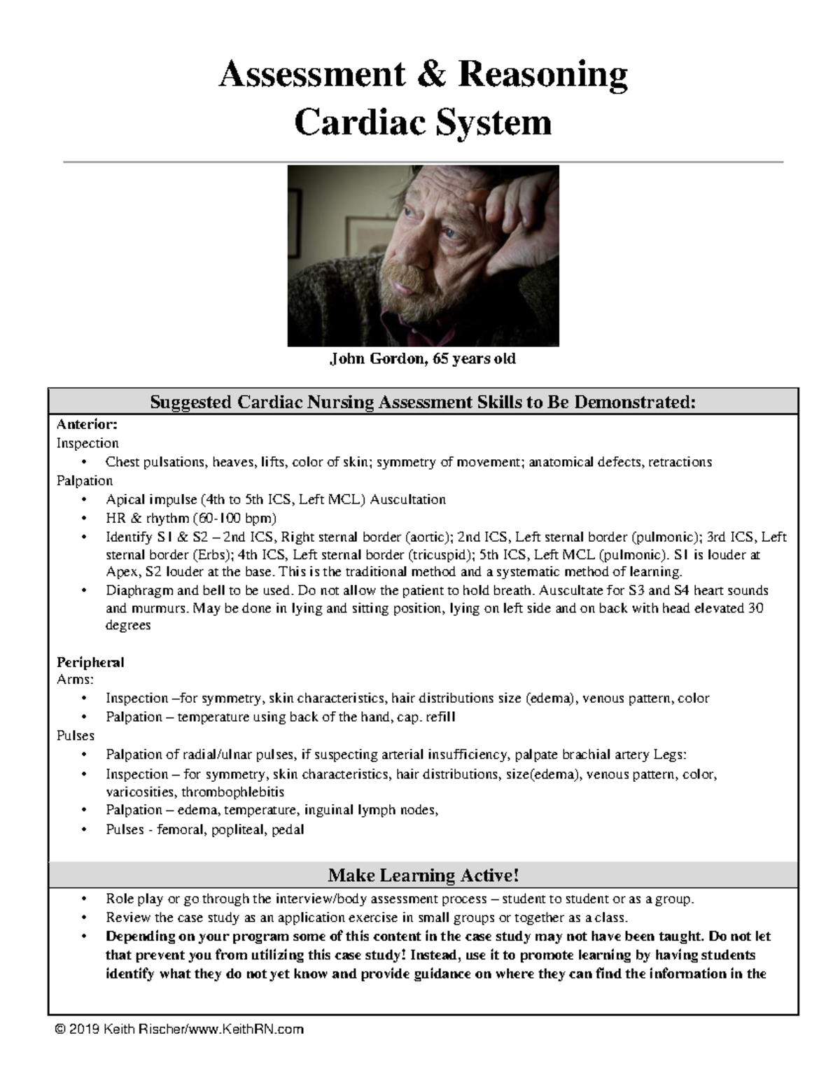 Gordon Case Study: Clinical Assessment in Adult Health Care (Clinical ...