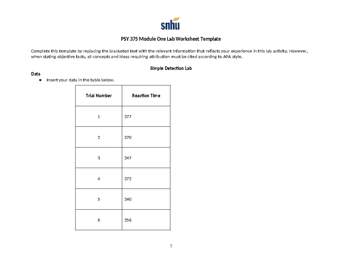 Psy-375 Cognition: Enhancing Personal & Professional Goals Through Labs ...