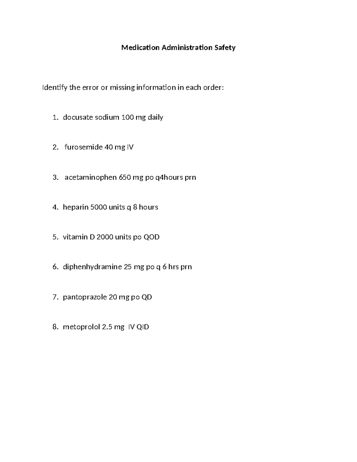 Medication Administration Safety Practice Questions & Answers - Studocu