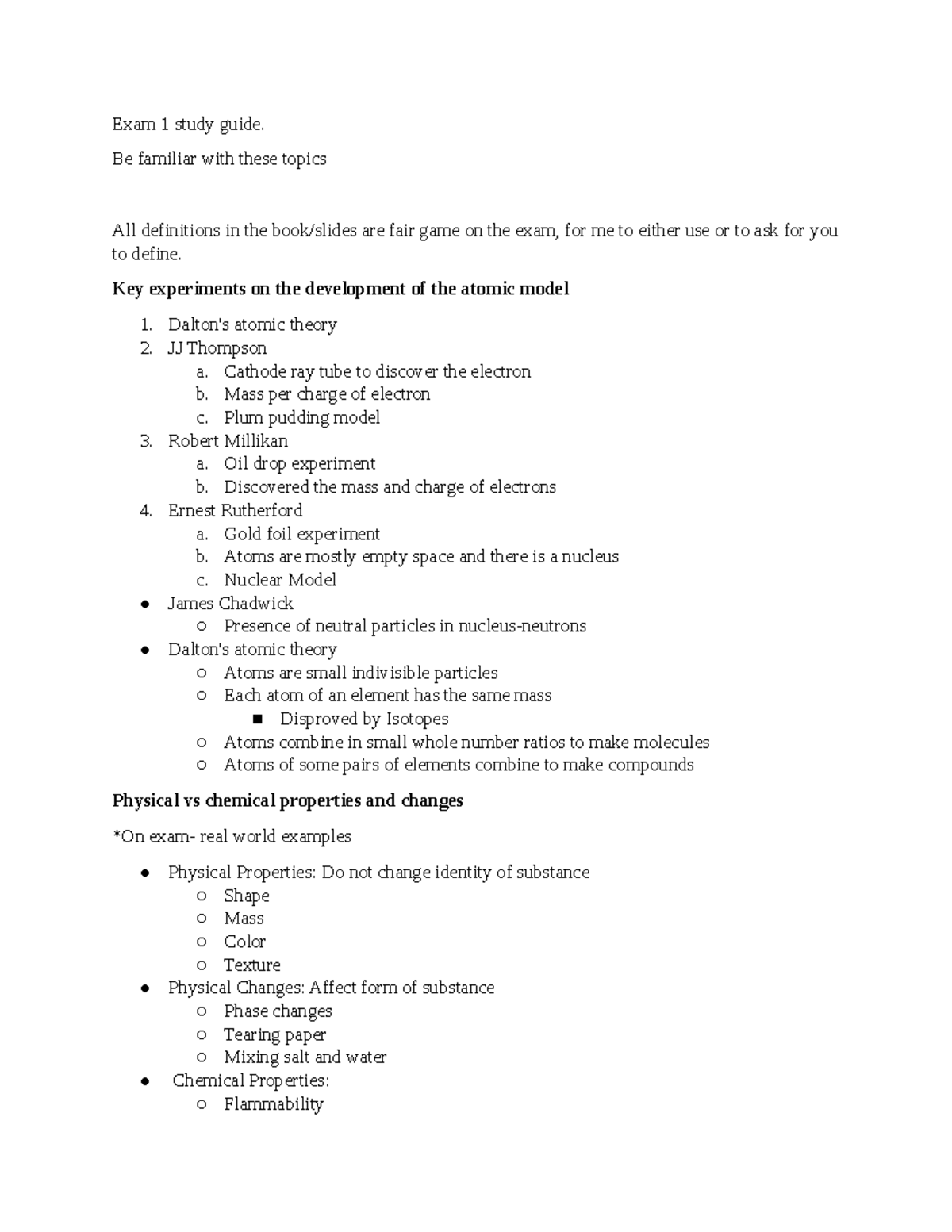Chem 1210 Exam 1 Comprehensive Study Guide - Studocu