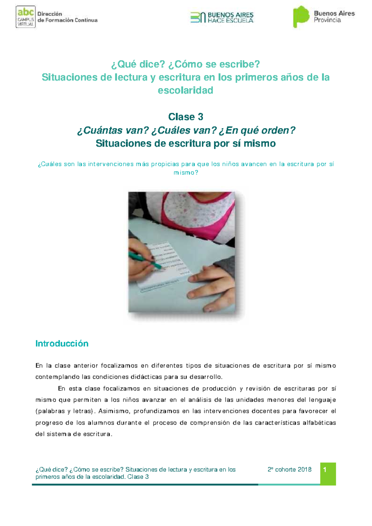 Clase 3: Situaciones de Lectura y Escritura en la Escolaridad - Studocu