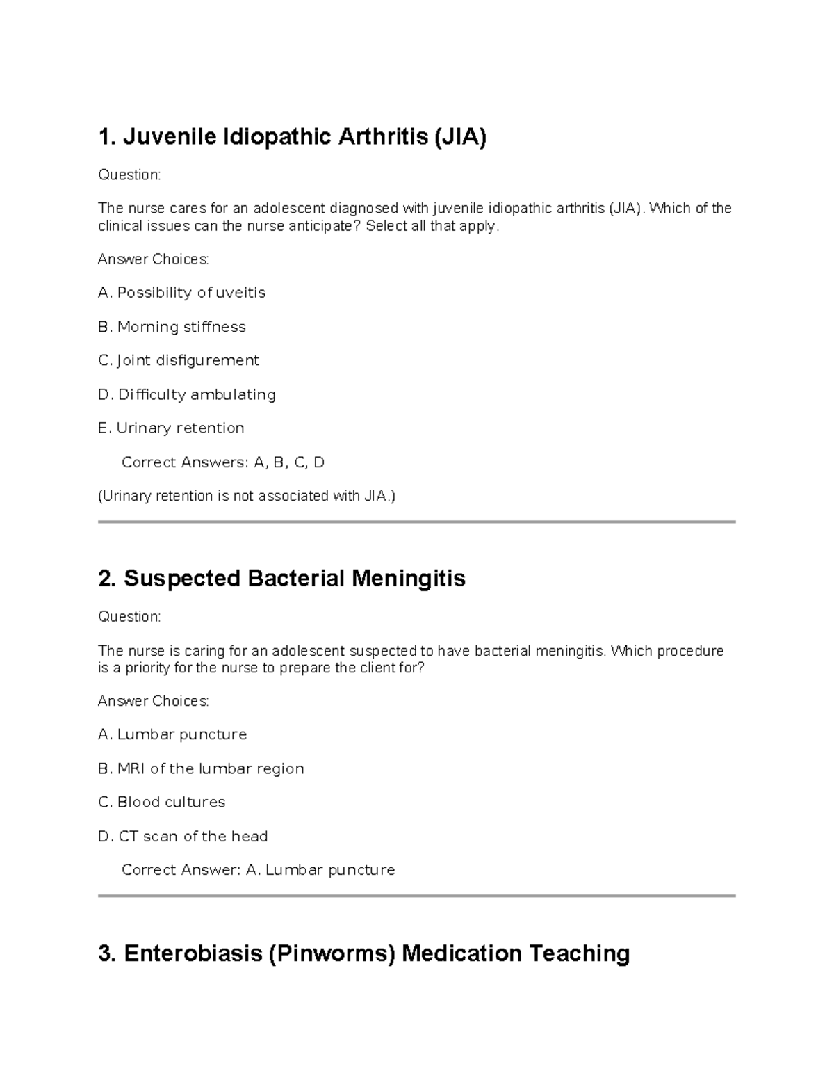 Peds Exam 3 Review: Key Concepts & Nursing Interventions - Studocu