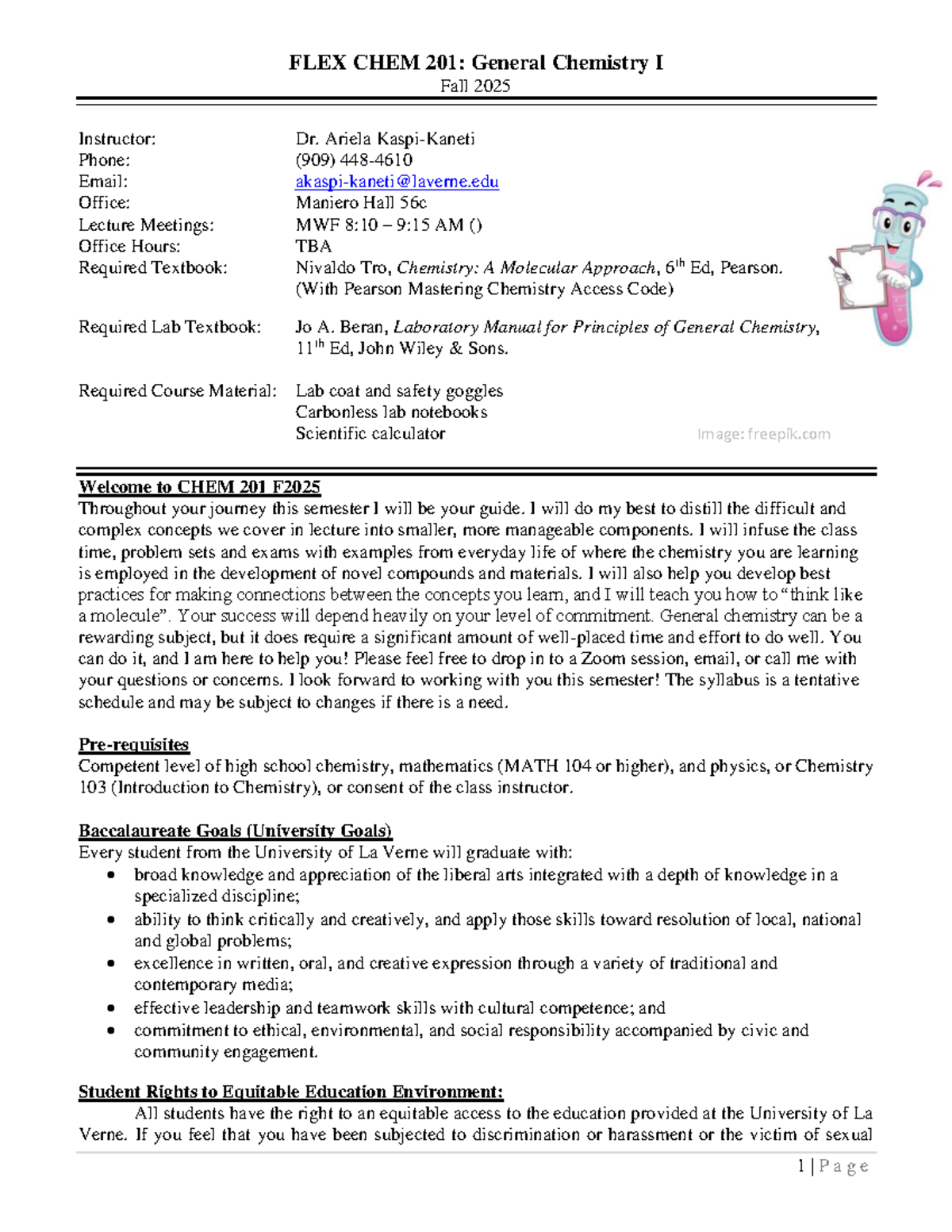 FLEX CHEM 201: General Chemistry I Syllabus Fall 2025 - Studocu