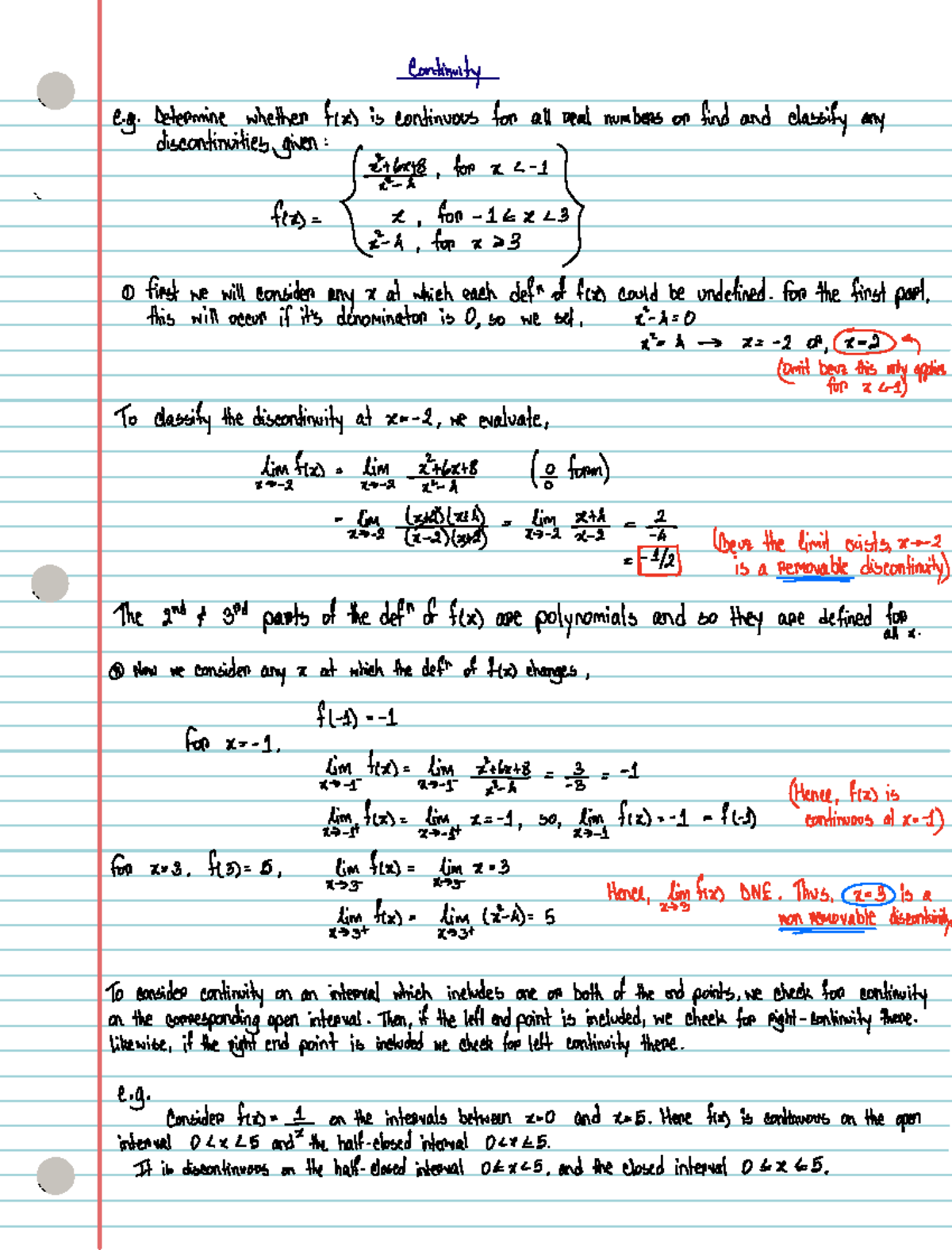 Math 1000 Continuity - Continuity e Determine whether fix is continuous ...