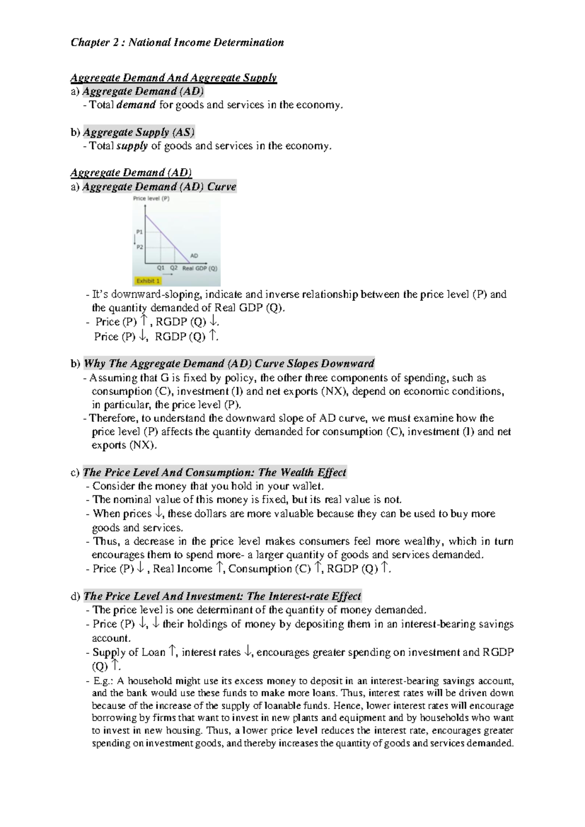 Chapter 2 National Income Determination - Aggregate Demand And ...