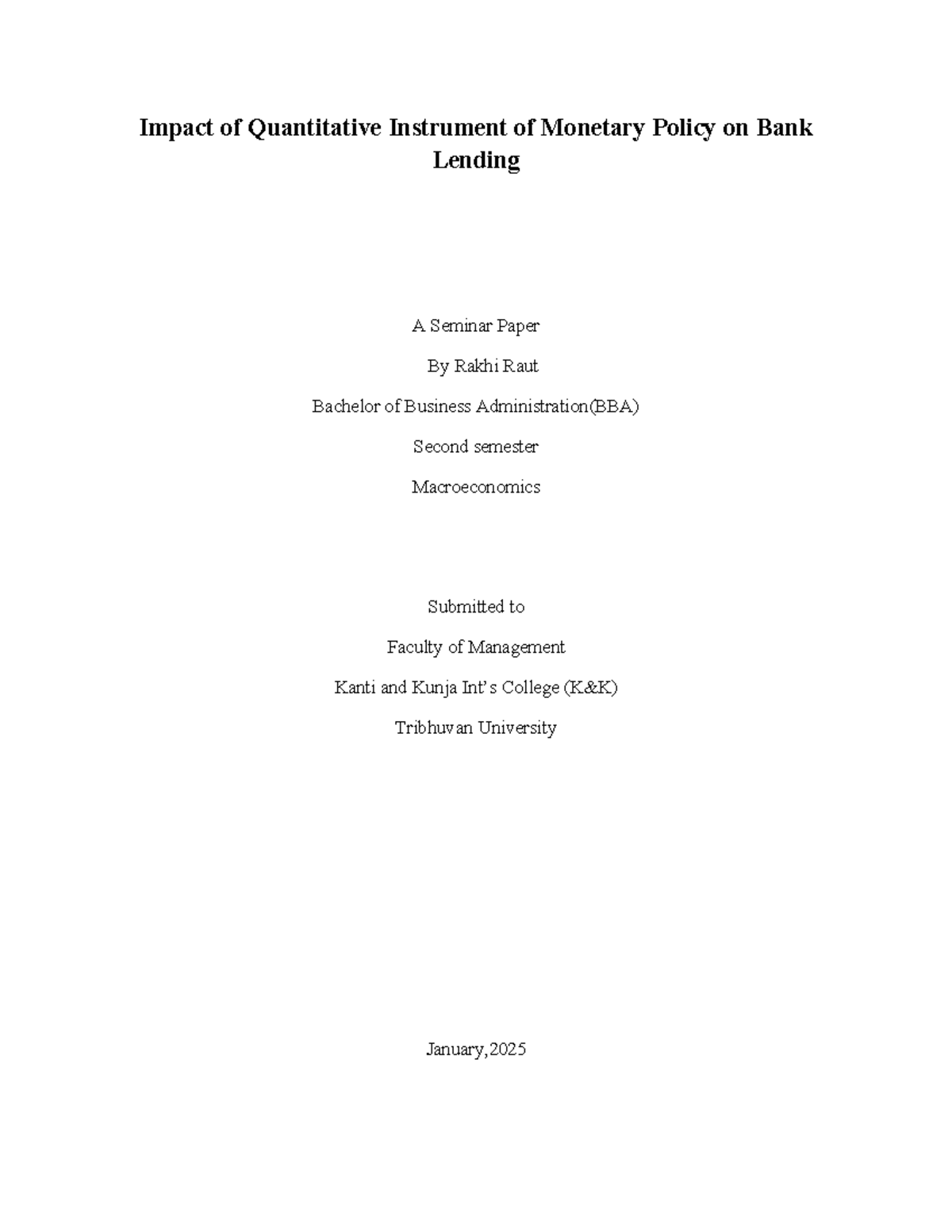 Impact of quantitative instruments of monetary policy on bank lending ...