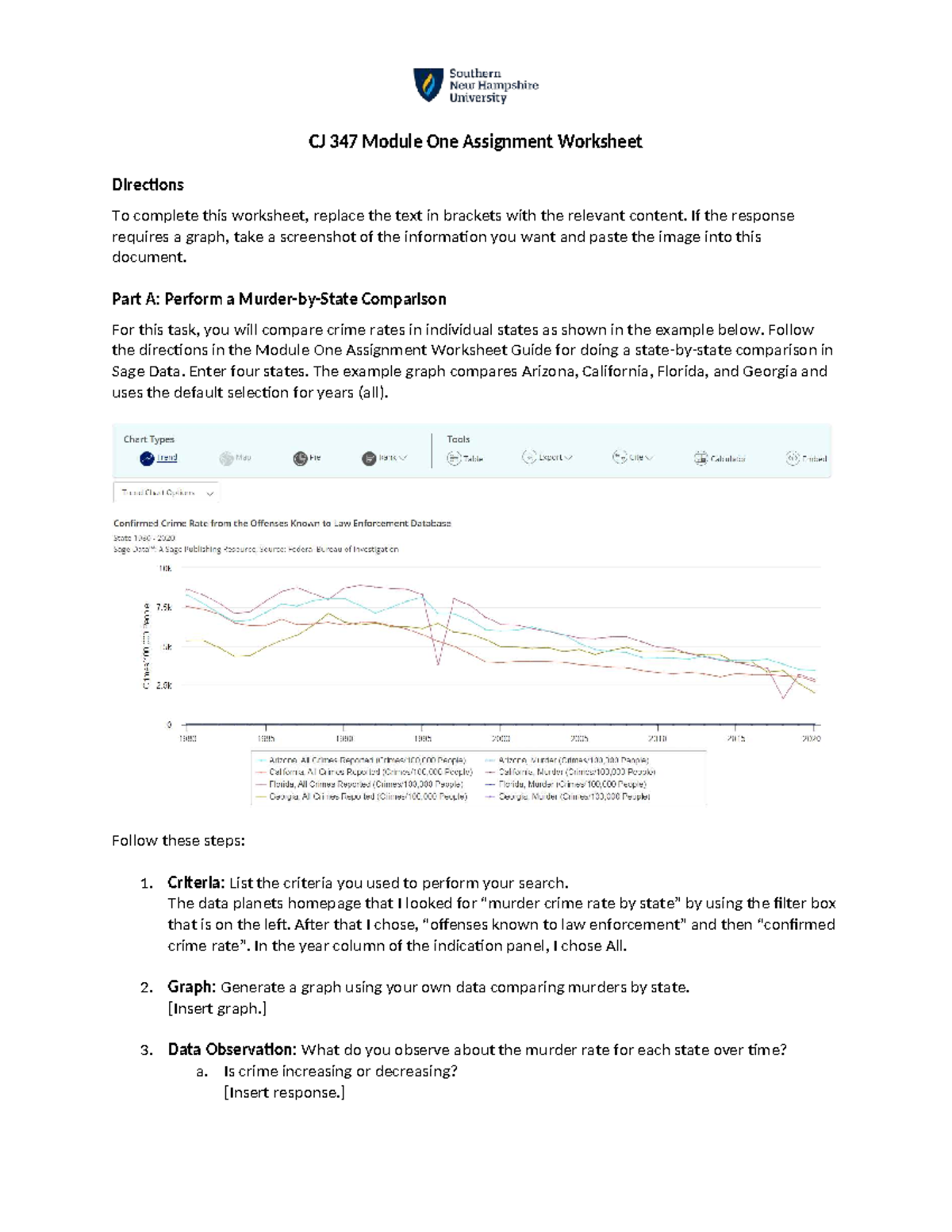 CJ 347 Module 1 Assignment: Crime Rate Comparison Worksheet - Studocu