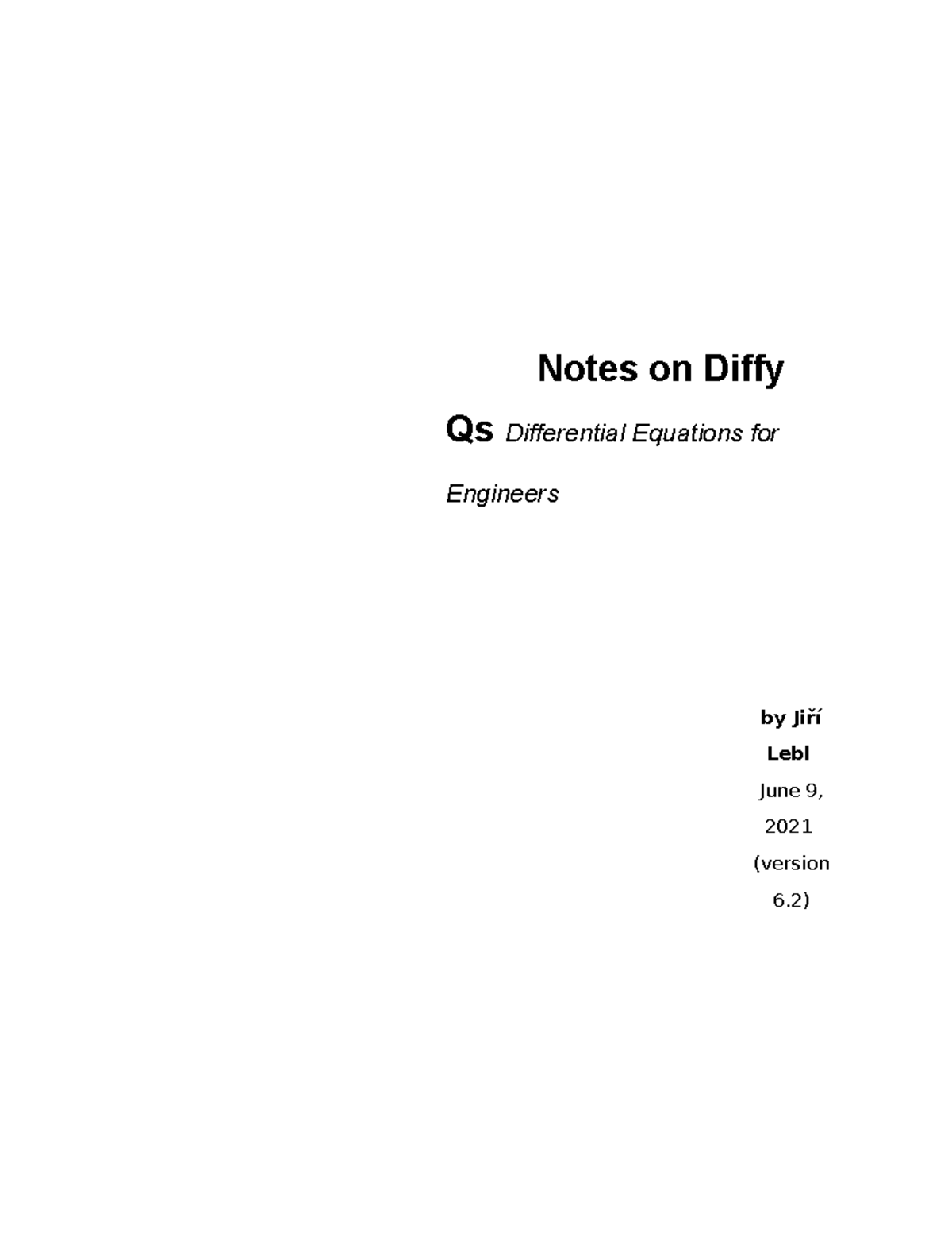 Differential Equations for Engineers: Notes by Jiří Lebl (Diffy Qs ...