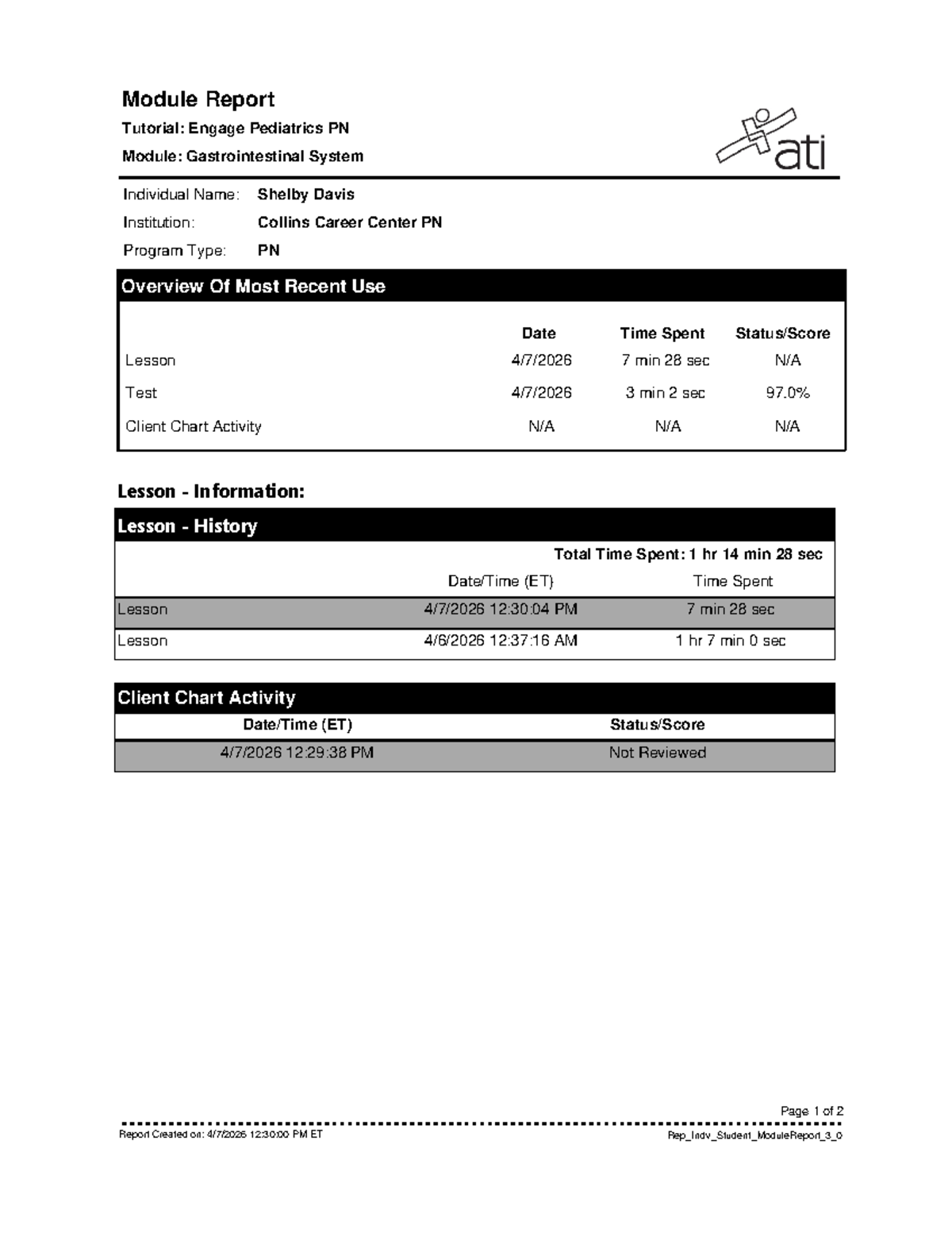 PN Module Report: Gastrointestinal System Overview by Shel Davis - Studocu