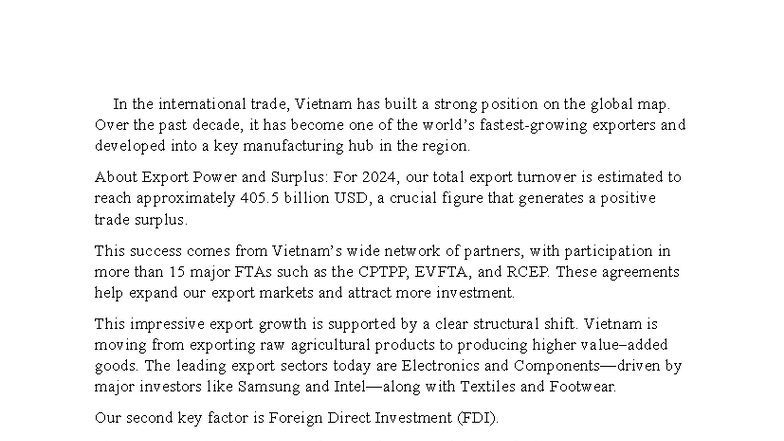 Vietnam's Export Growth and FDI Impact on Global Trade 2024 - Studocu