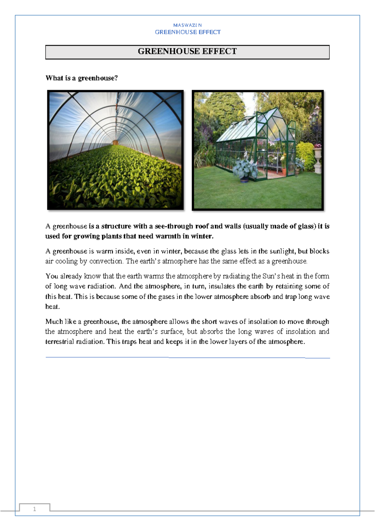 Greenhouse Effect Notes - Overview of the Climate Change Mechanism ...