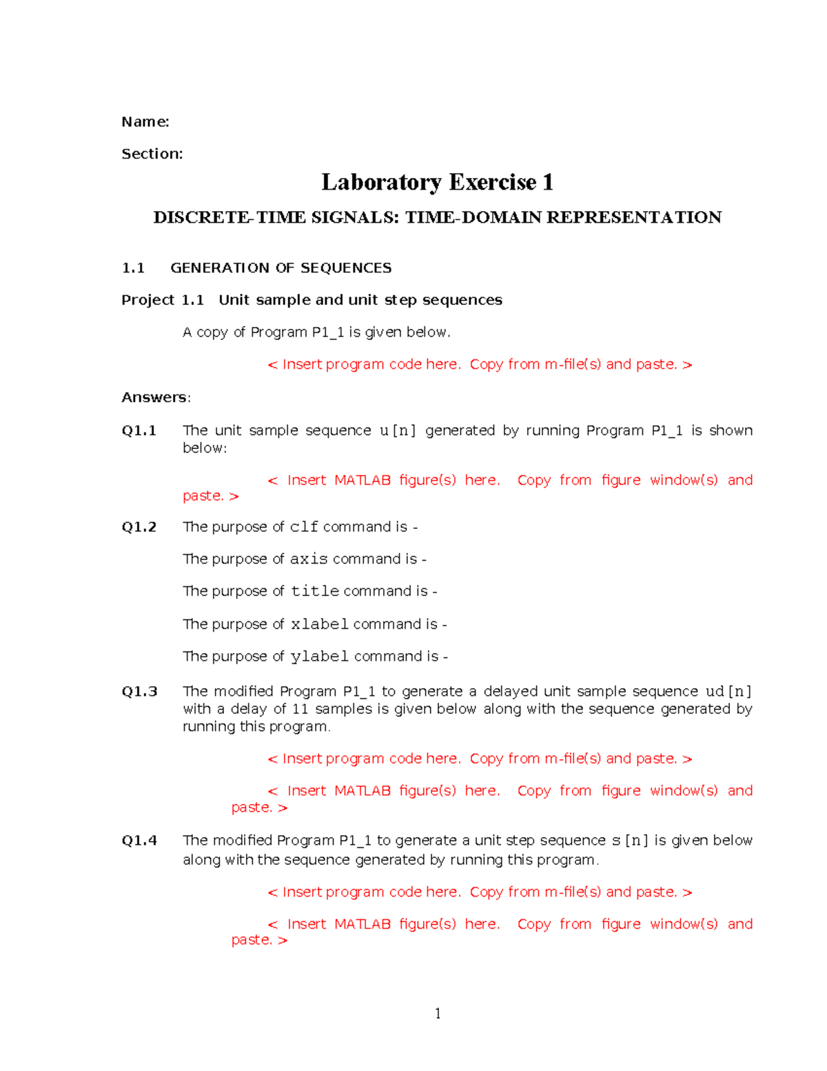 Labex 1 - MATLAB Discrete-Time Signal Analysis and Generation - Studocu