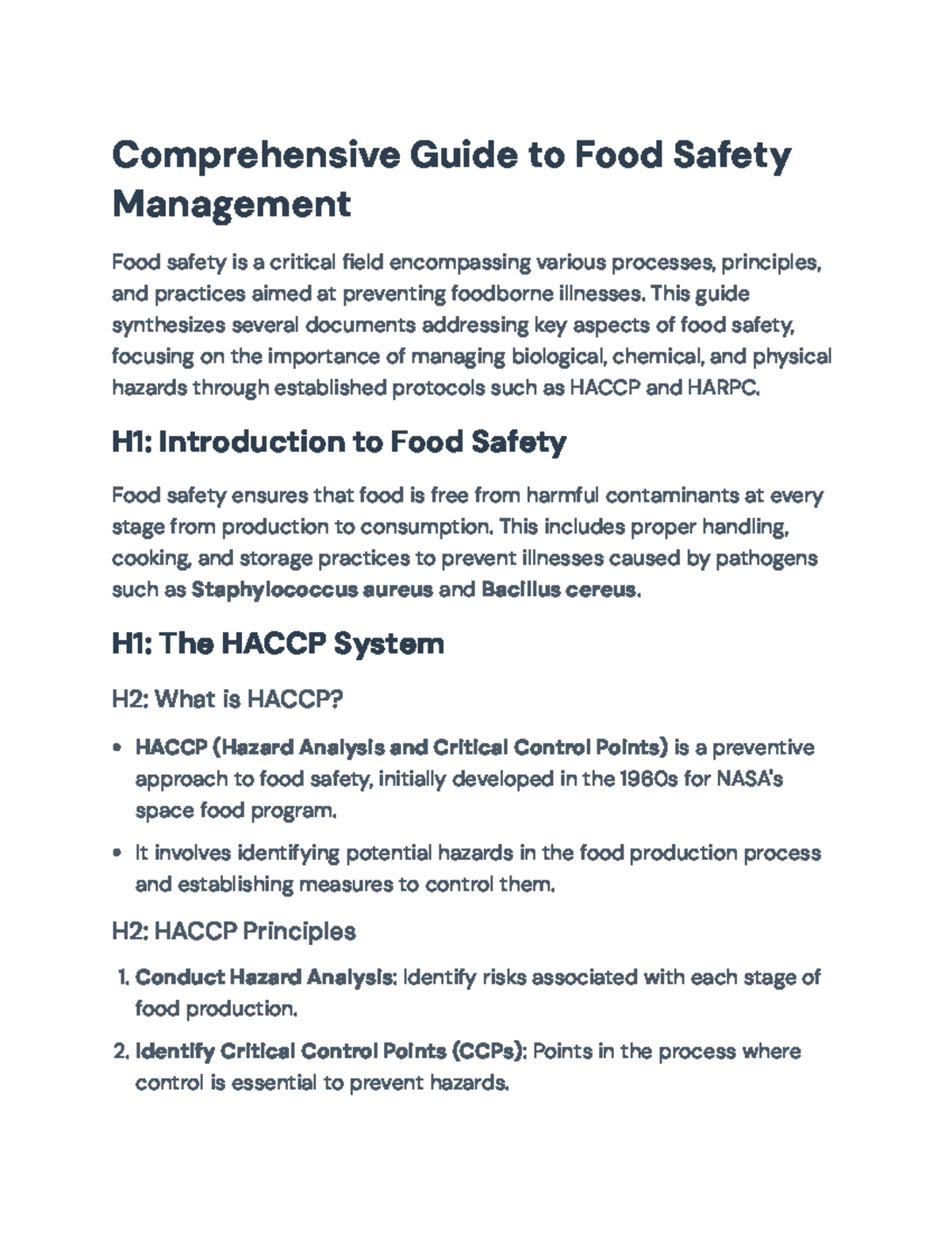 Comprehensive Guide to Food Safety Management Systems: HACCP & HARPC ...
