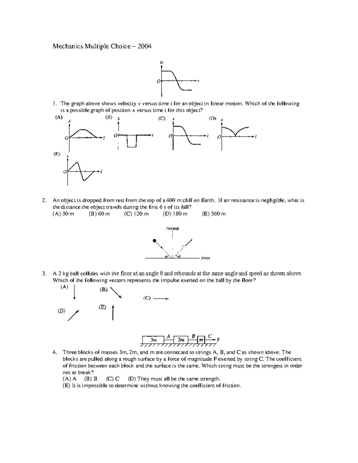 AP Physics C 2004 Multiple Choice Questions with Answers - Studocu