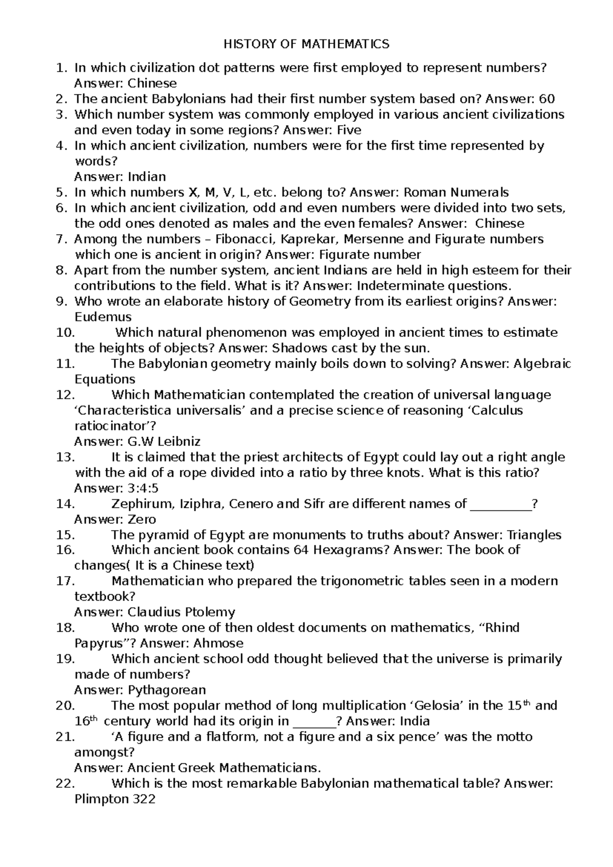 History-OF- Mathematics - HISTORY OF MATHEMATICS In which civilization ...