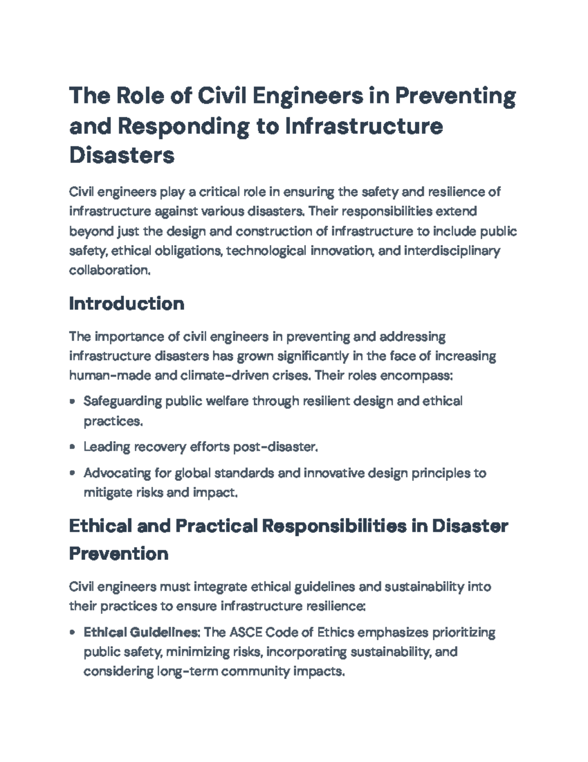 The Role of Civil Engineers in Disaster Prevention and Response - The ...