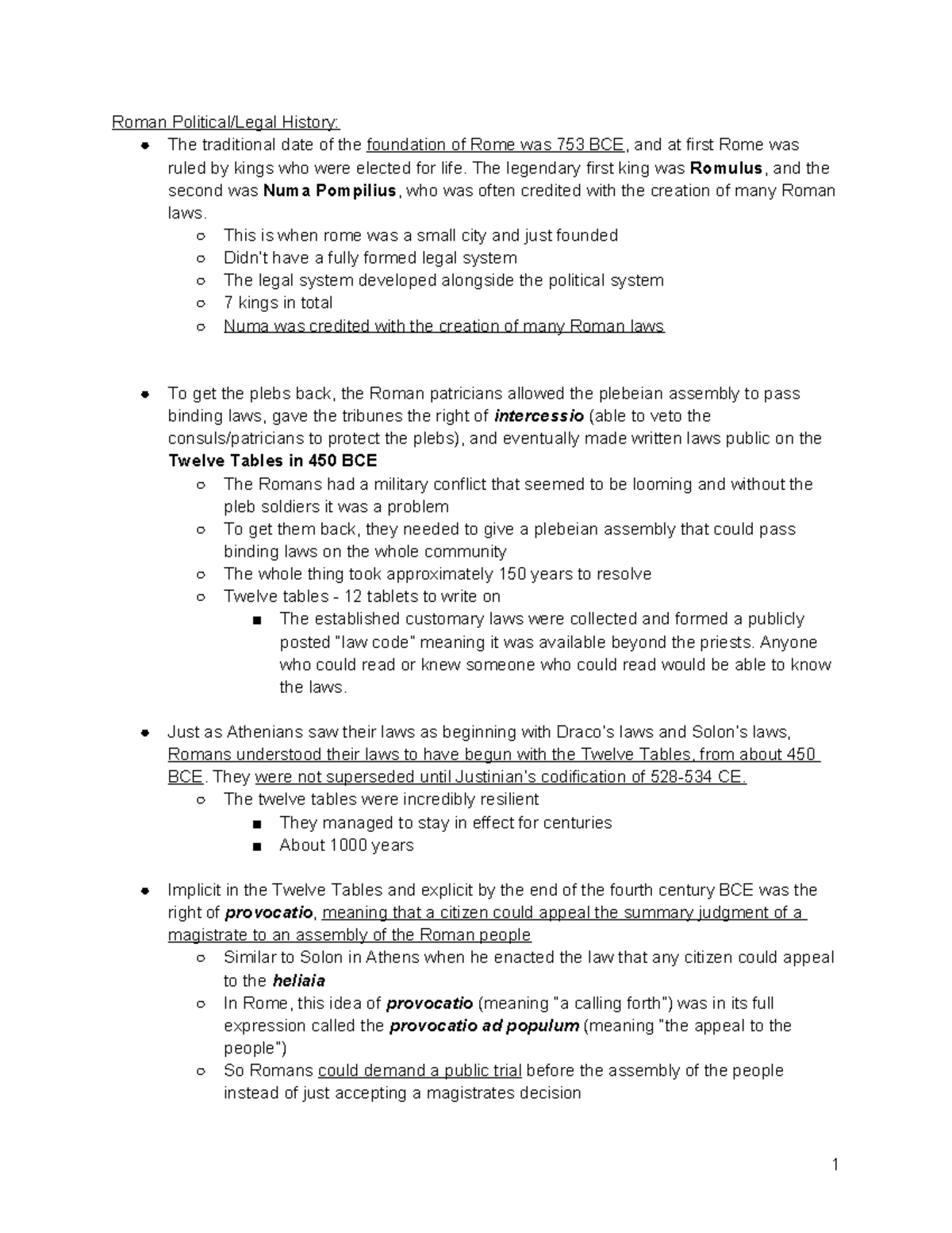 Roman Political and Legal History Notes (HIST 201) - Studocu