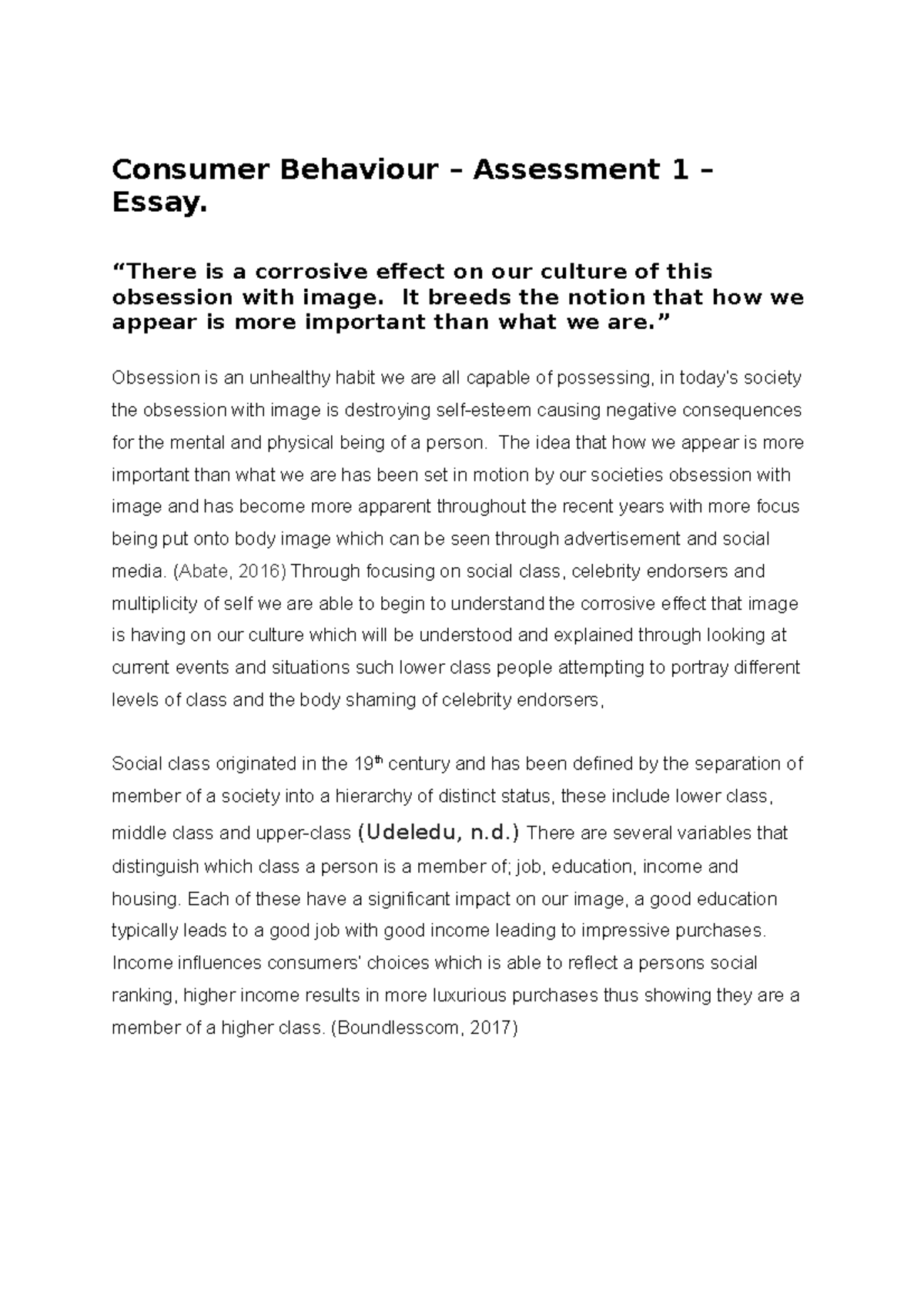 Consumer Behaviour – Assessment 1 – Essay - Consumer Behaviour ...