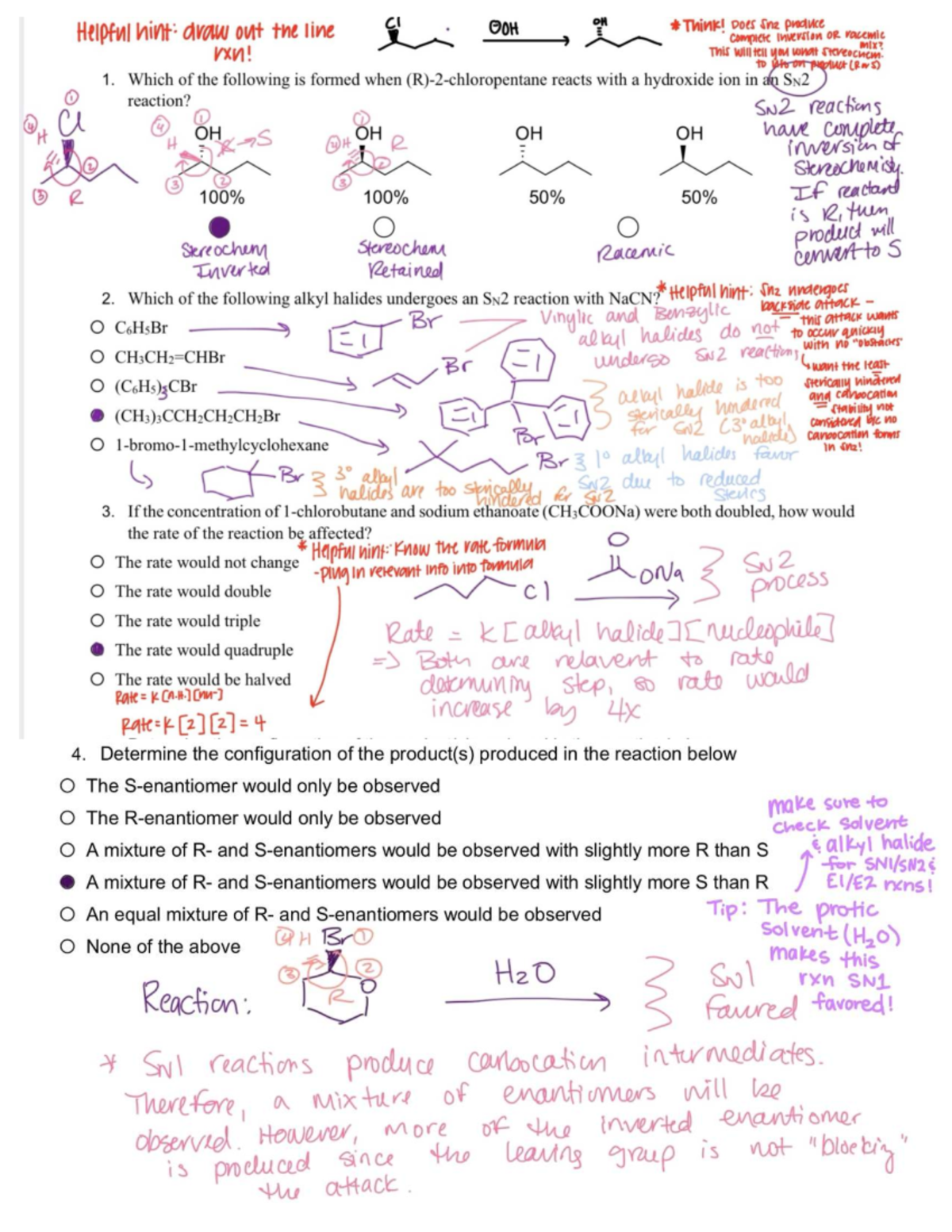 Recitation 12 CLA Annotations: SN2 and E2 Reaction Mechanisms - Studocu