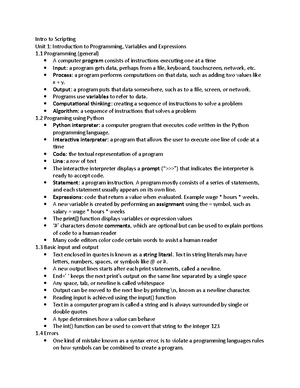 Python Programming - Study Notes & Assignments - Studocu
