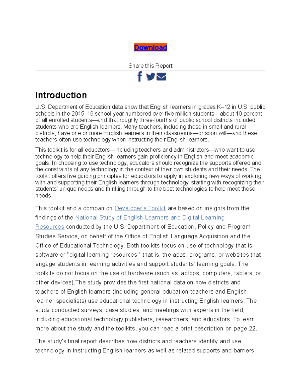 Educational technology - Download Share this Report Introduction U ...