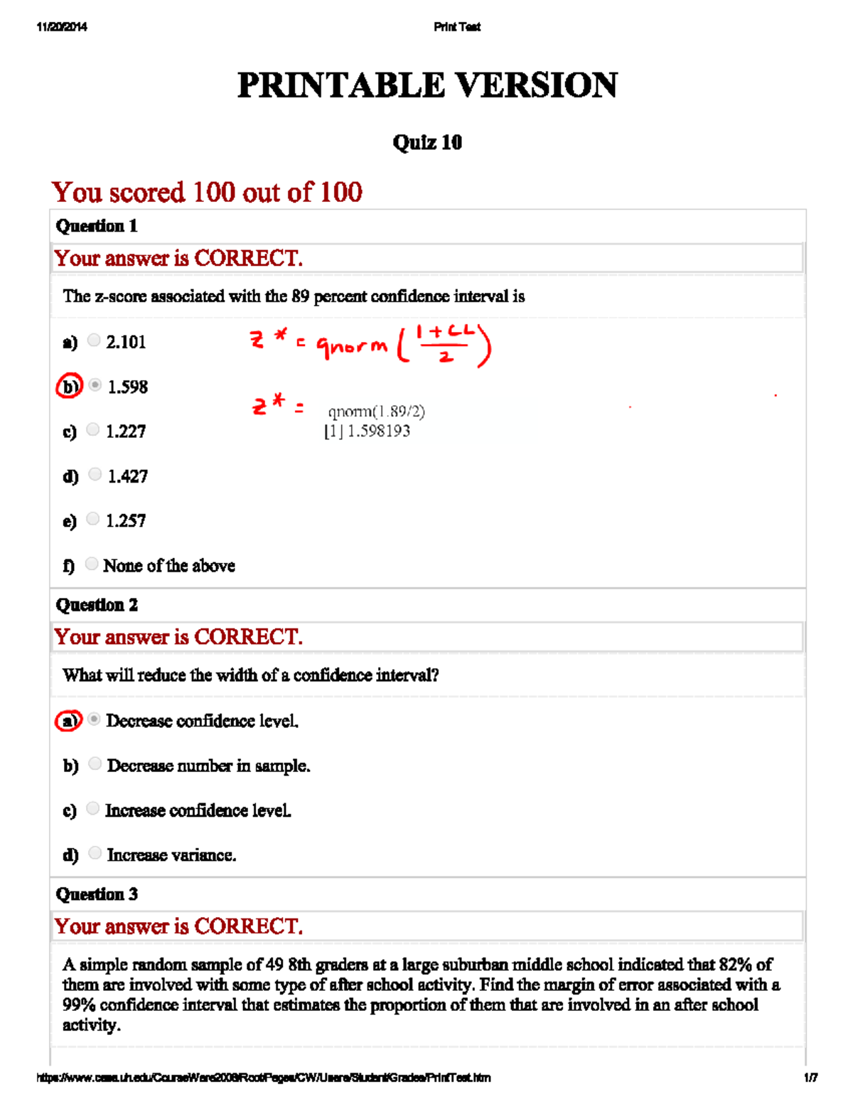 Quiz10help - Print Test PRINTABLE VERSION Quiz 10 You scored 100 out of ...