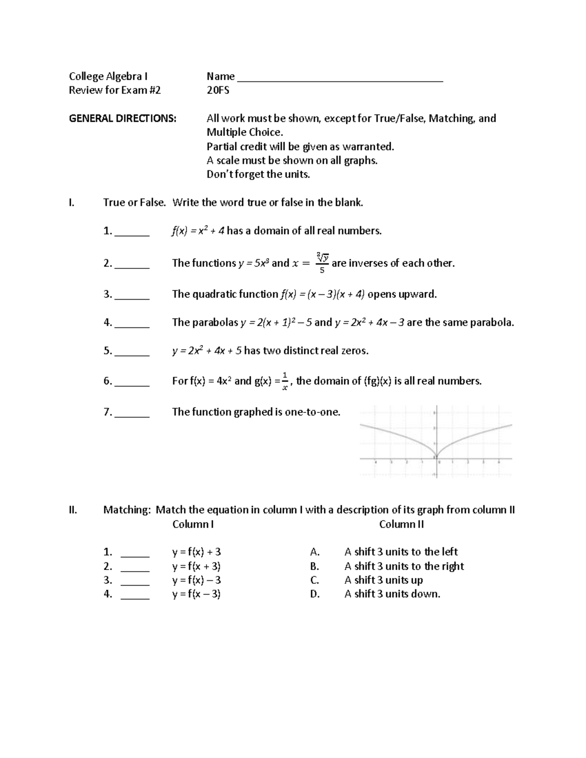 Review for Algebra I Exam #2 20FS: Key Concepts and Practice - Studocu