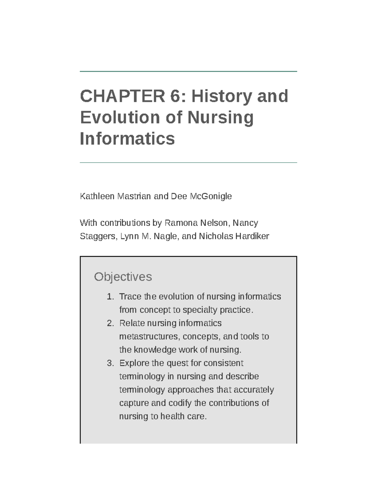 Nursing+Informatics+-+Chapter+06 - CHAPTER 6: History and Evolution of ...