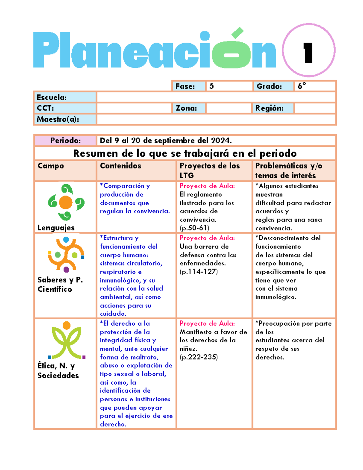 Planeación 6º: Proyectos de Aula y Aprendizaje en Septiembre 2024 - Studocu