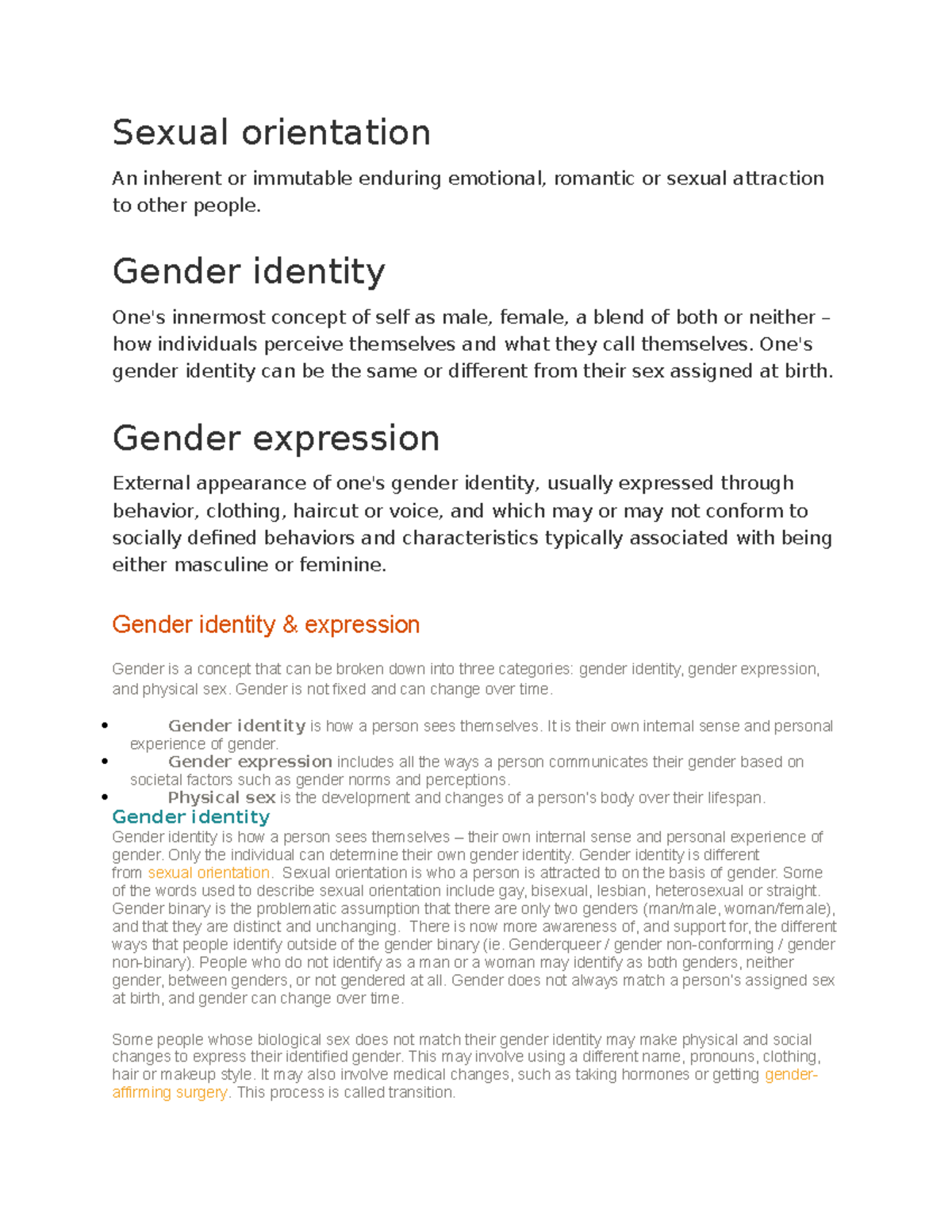 Gender and Society Sexual orientation - Lecture notes - bs nursing ...