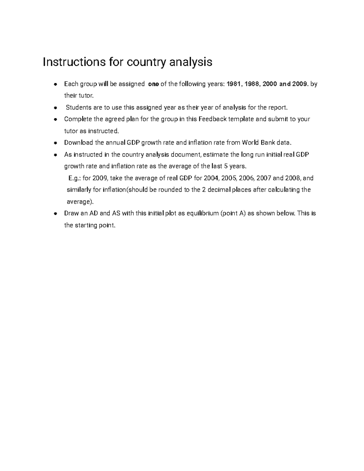 Instructions for Country Analysis Report (Years: 1981, 1988, 2009 ...