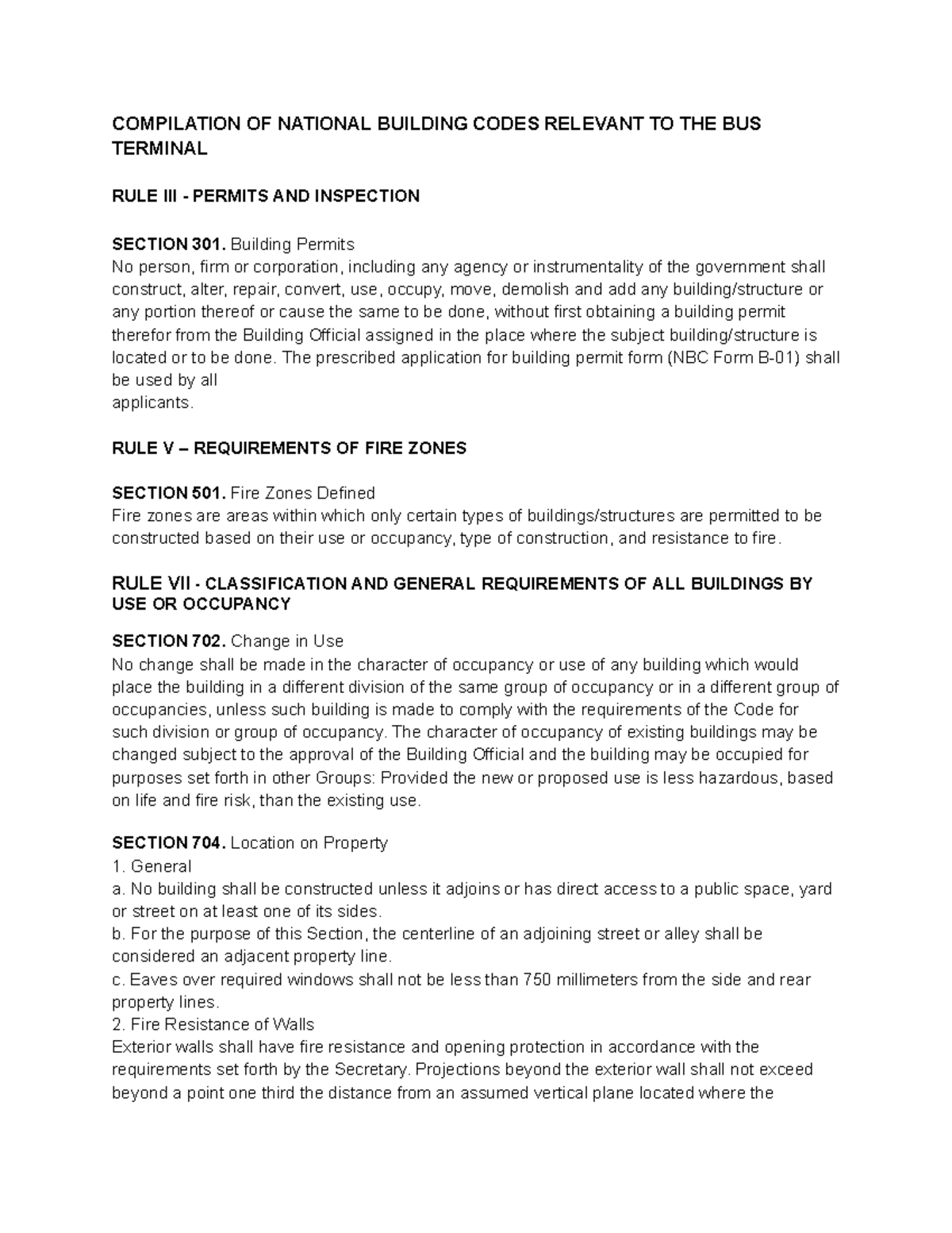 NBCP RSW: Building Codes for Bus Terminal Permits & Inspections - Studocu