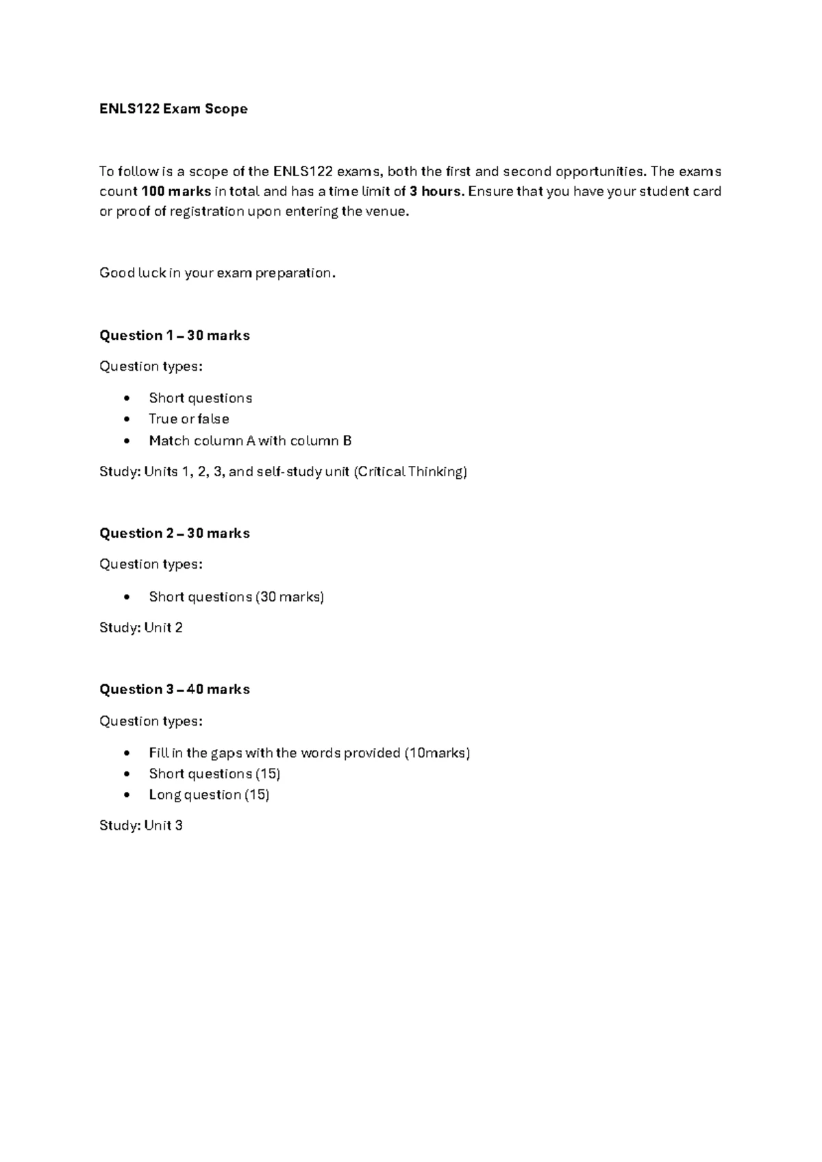 NWU ENLS 112 Module Overview and Guidelines for 2021 Final Exam - Studocu