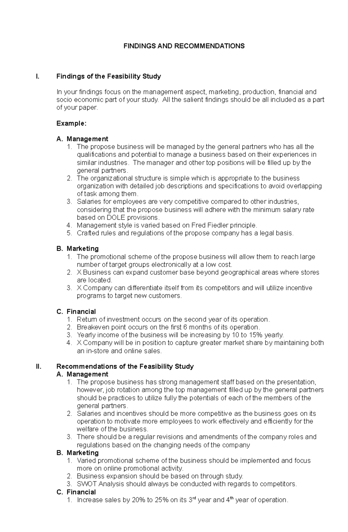 Feasibility Study Findings & Recommendations (Feasib 3) - Studocu