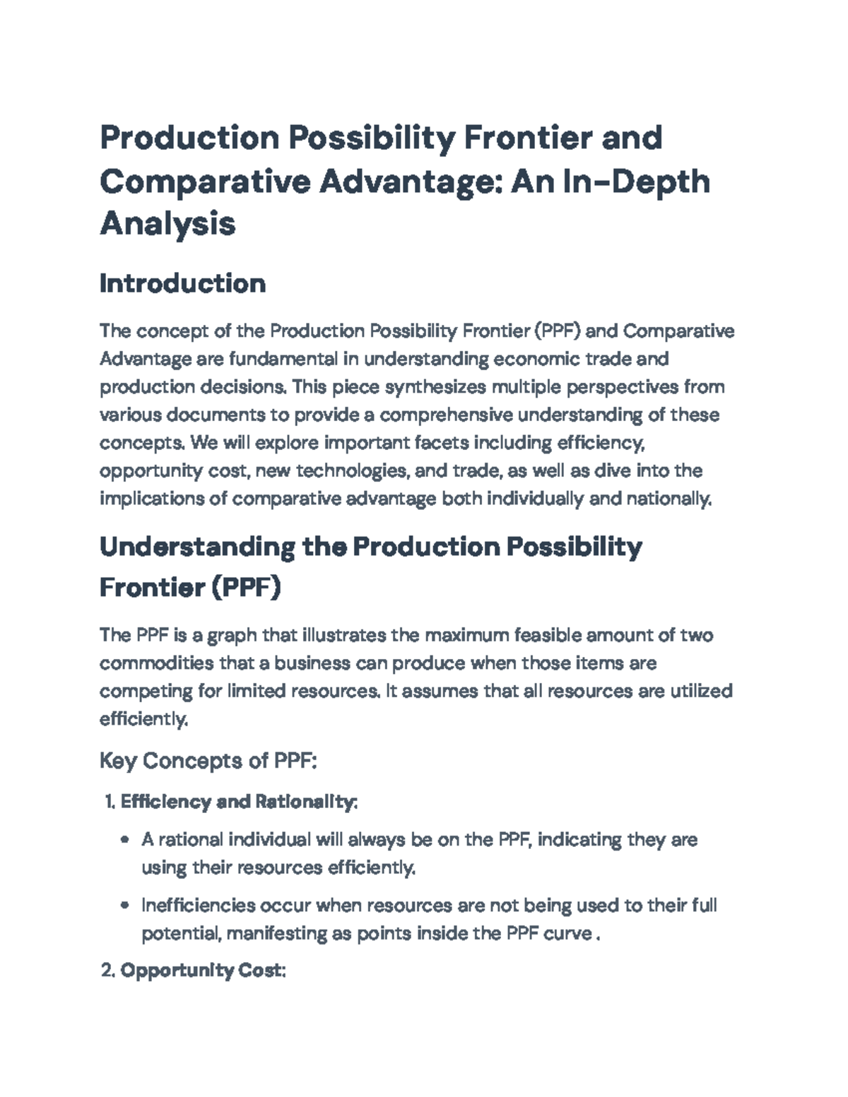 Production Possibility Frontier & Comparative Advantage: Economic ...