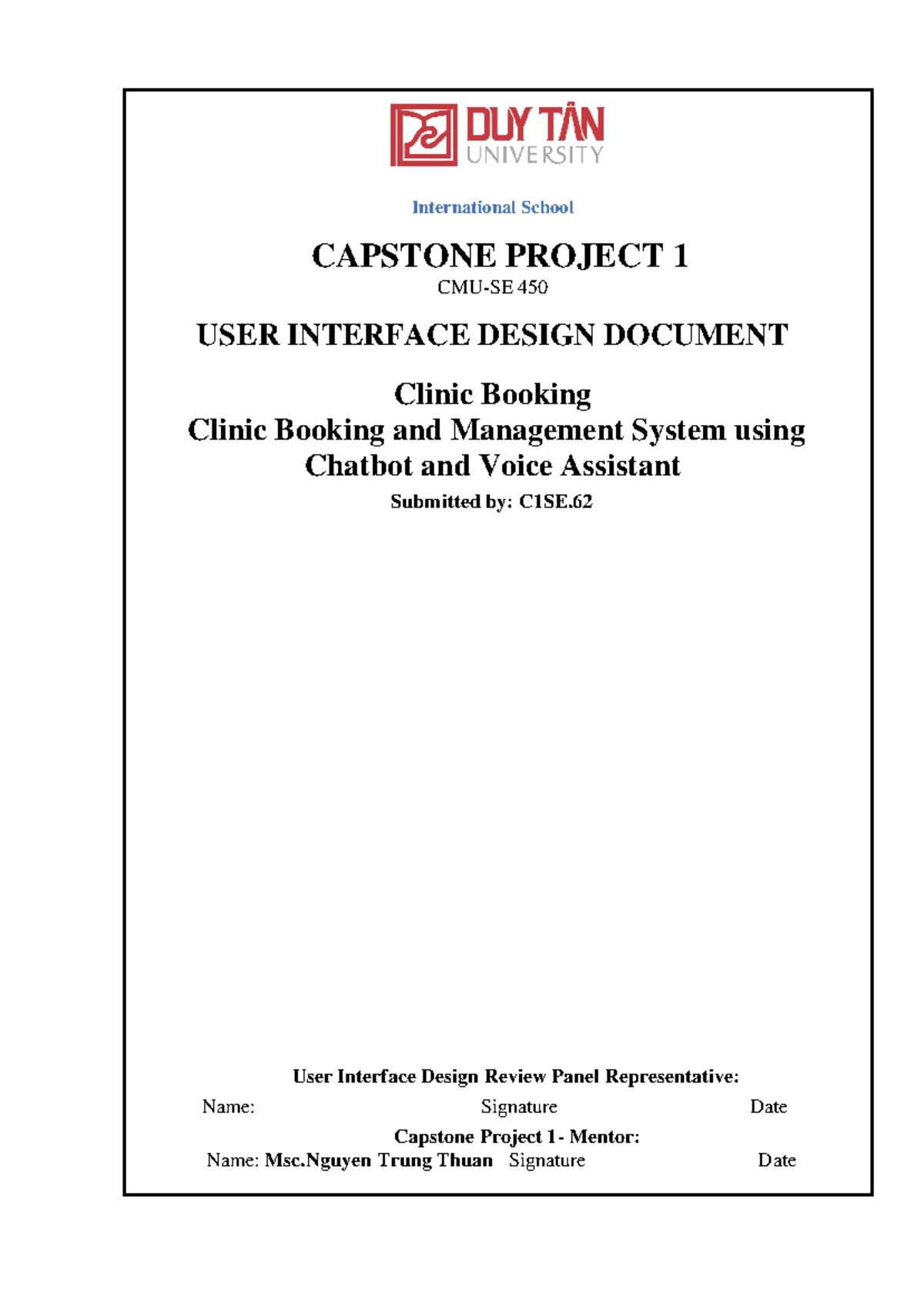 C1SE - Capstone Project 1: User Stories for Clinic Booking System - Studocu