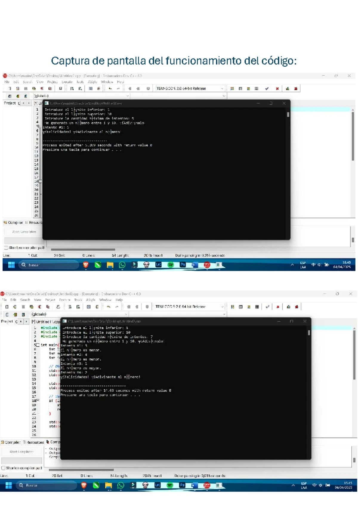 Código del Juego: Generación de Números Aleatorios en C++ - Studocu