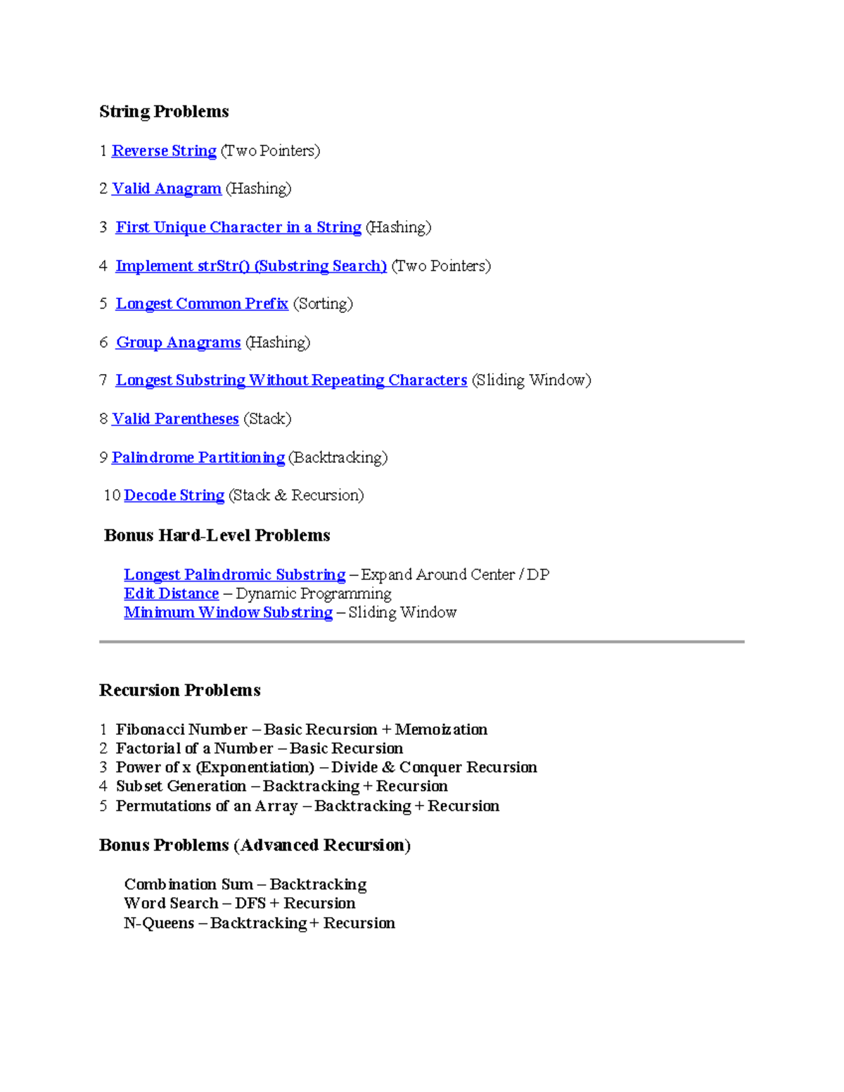 DSA Problem Set: String, Recursion, Array Challenges - TCS - Studocu