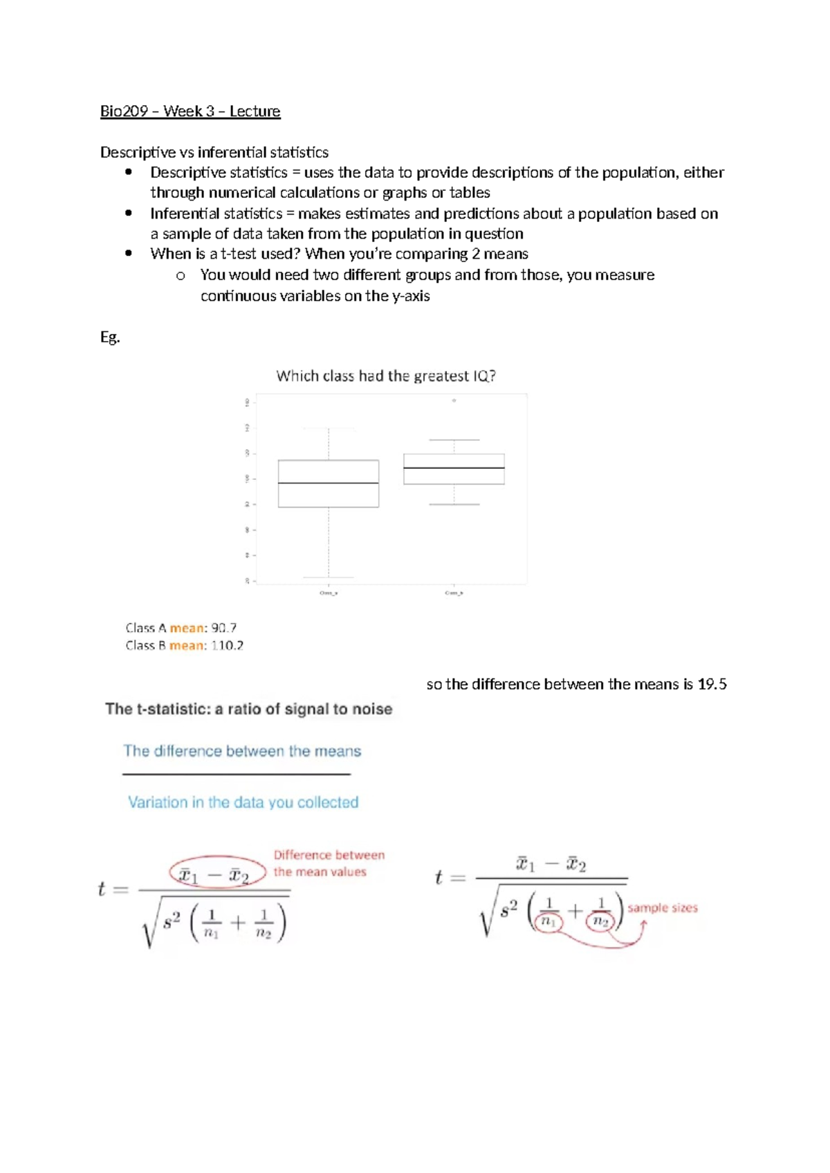 Bio209 Week 3 Lecture - so useful week 3 notes - Bio209 – Week 3 ...