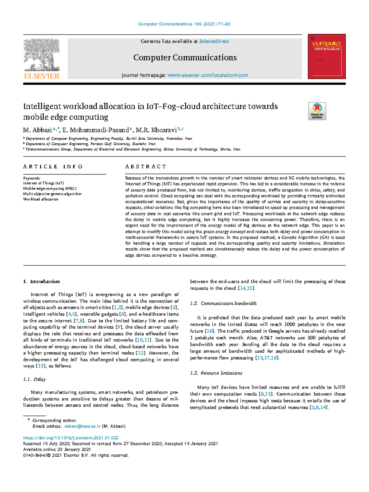 Intelligent Workload Allocation in IoT-Fog-Cloud Systems (Final Report ...