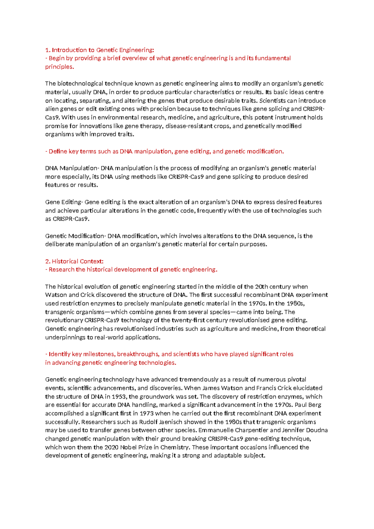 Genetic Engineering Overview and Ethical Implications (ENG 101) - Studocu