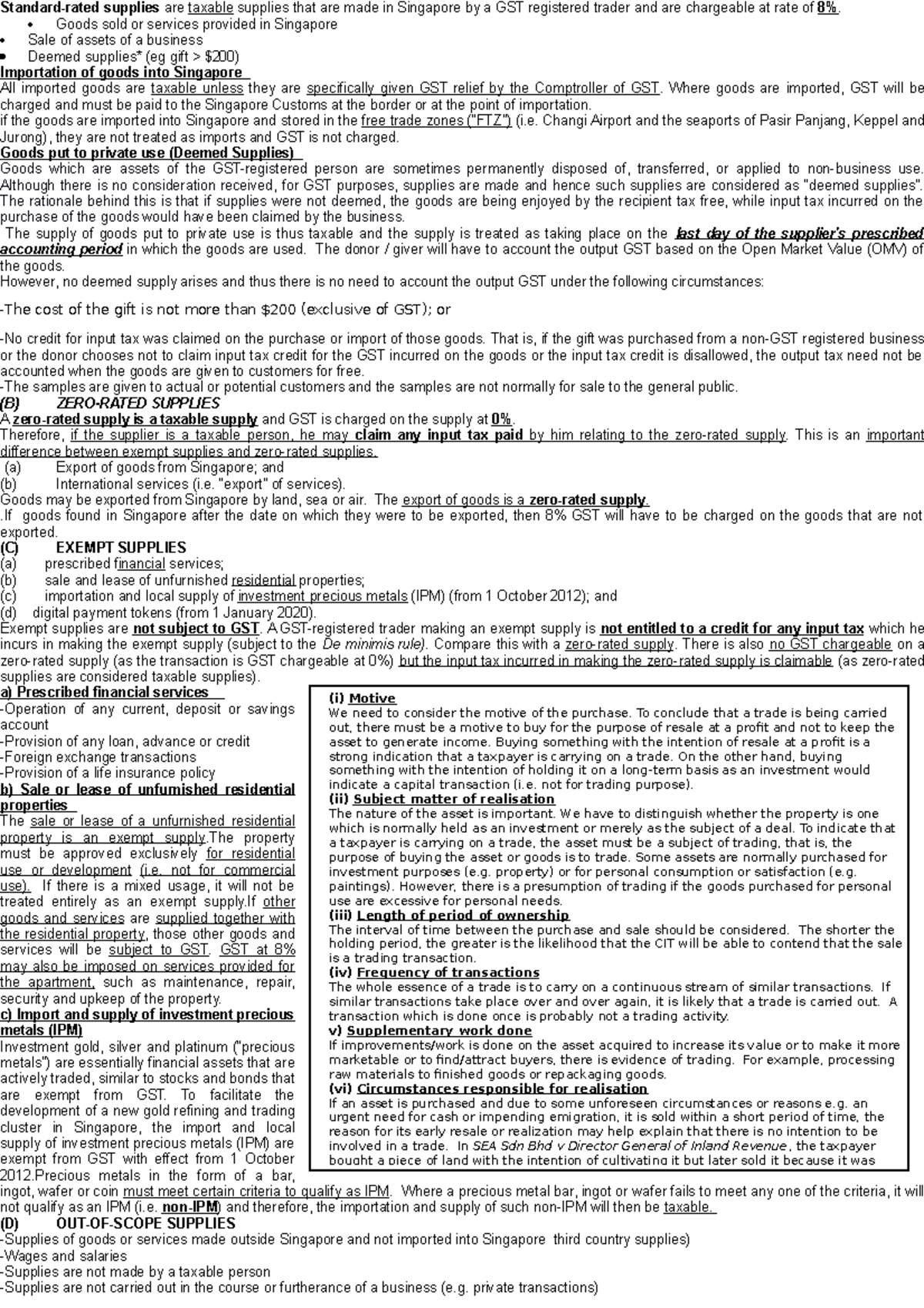 GST Supplies Overview & Tax Implications - LSTM 101 - Studocu