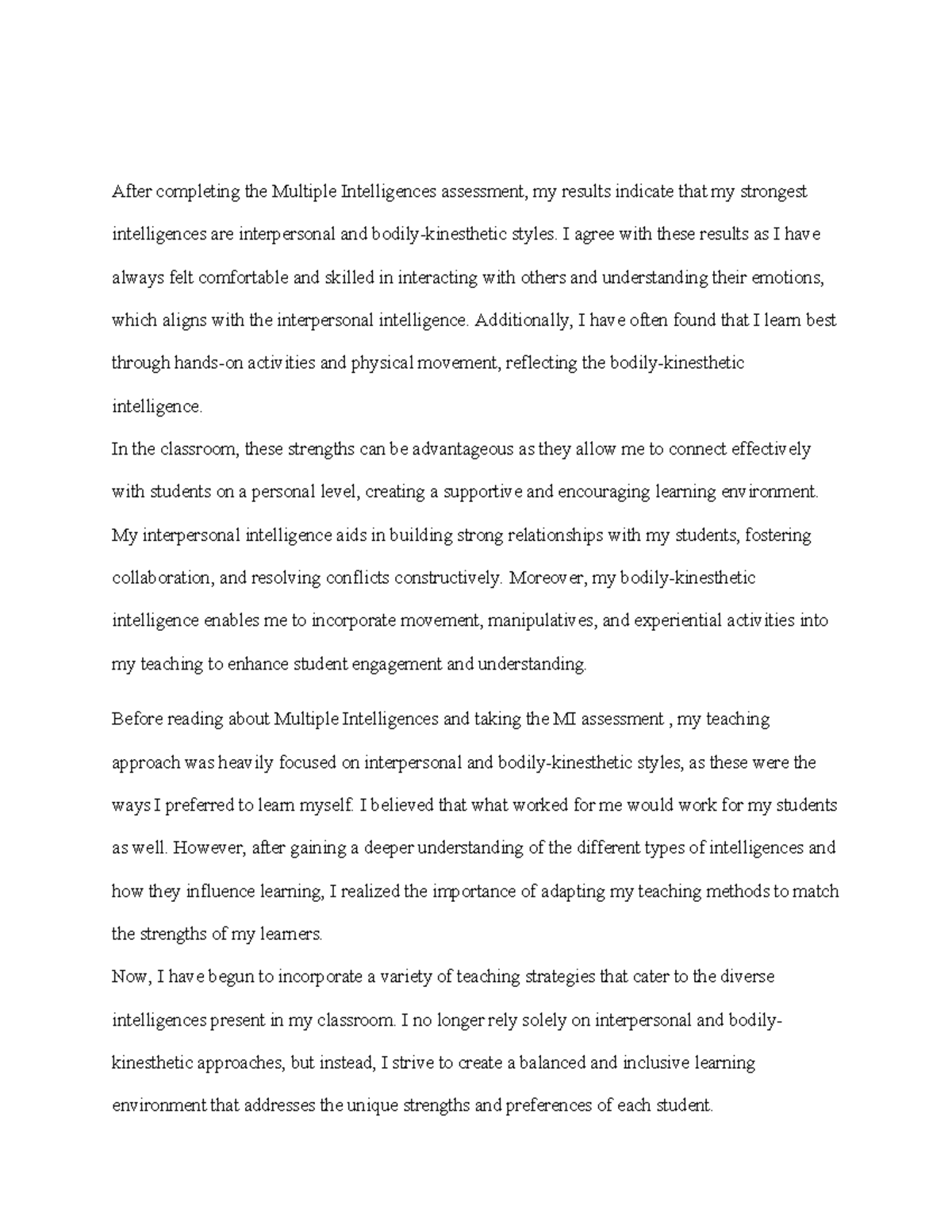 Unit 3 Discussion on Multiple Intelligences - EDUC 5410 - Studocu