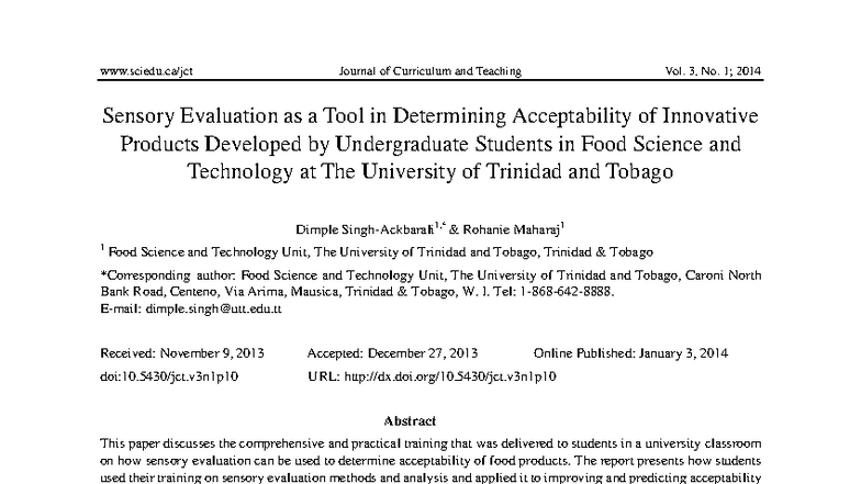 EJ1157866 - Sensory Evaluation Techniques in Food Product Development ...