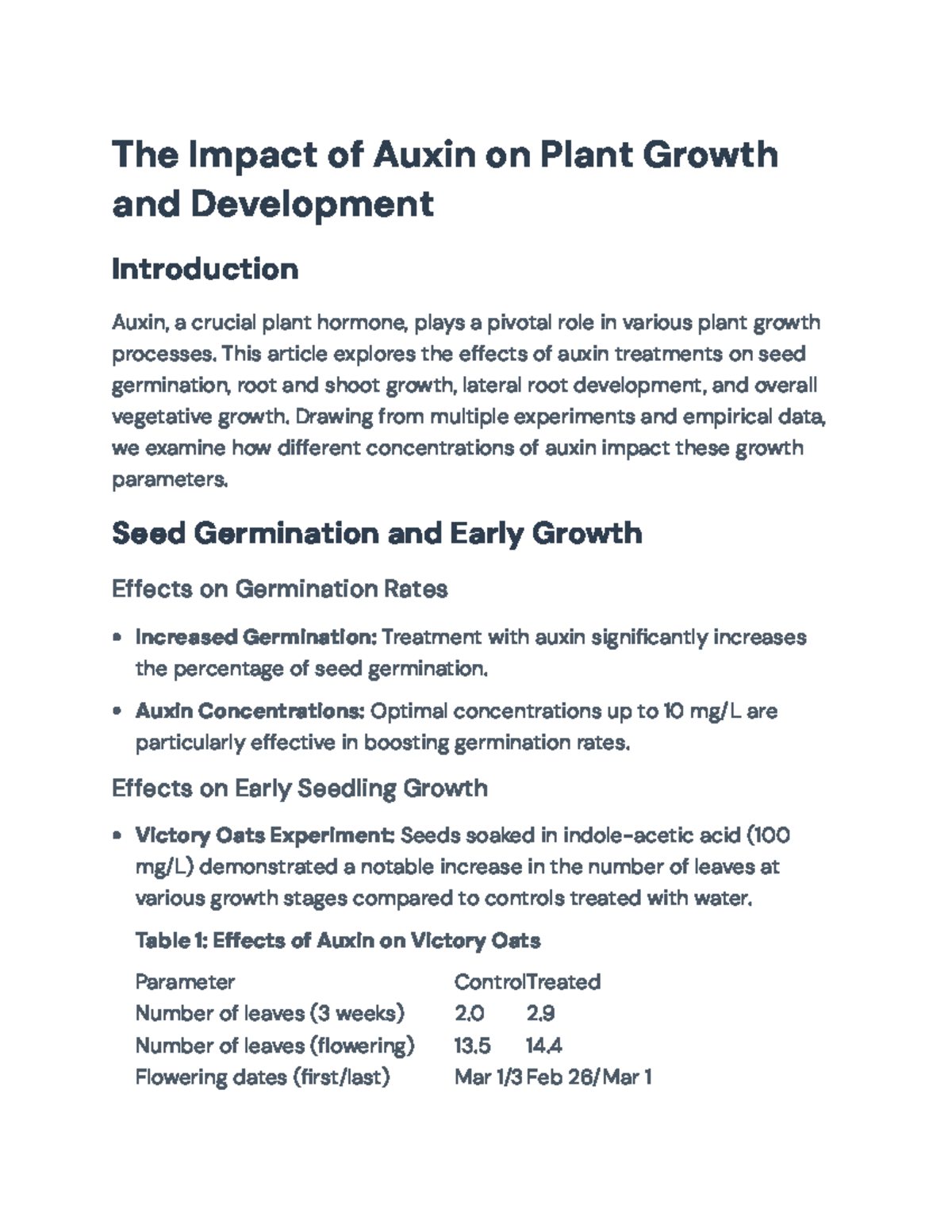 The Impact of Auxin on Plant Growth and Development (BIO 101) - The ...