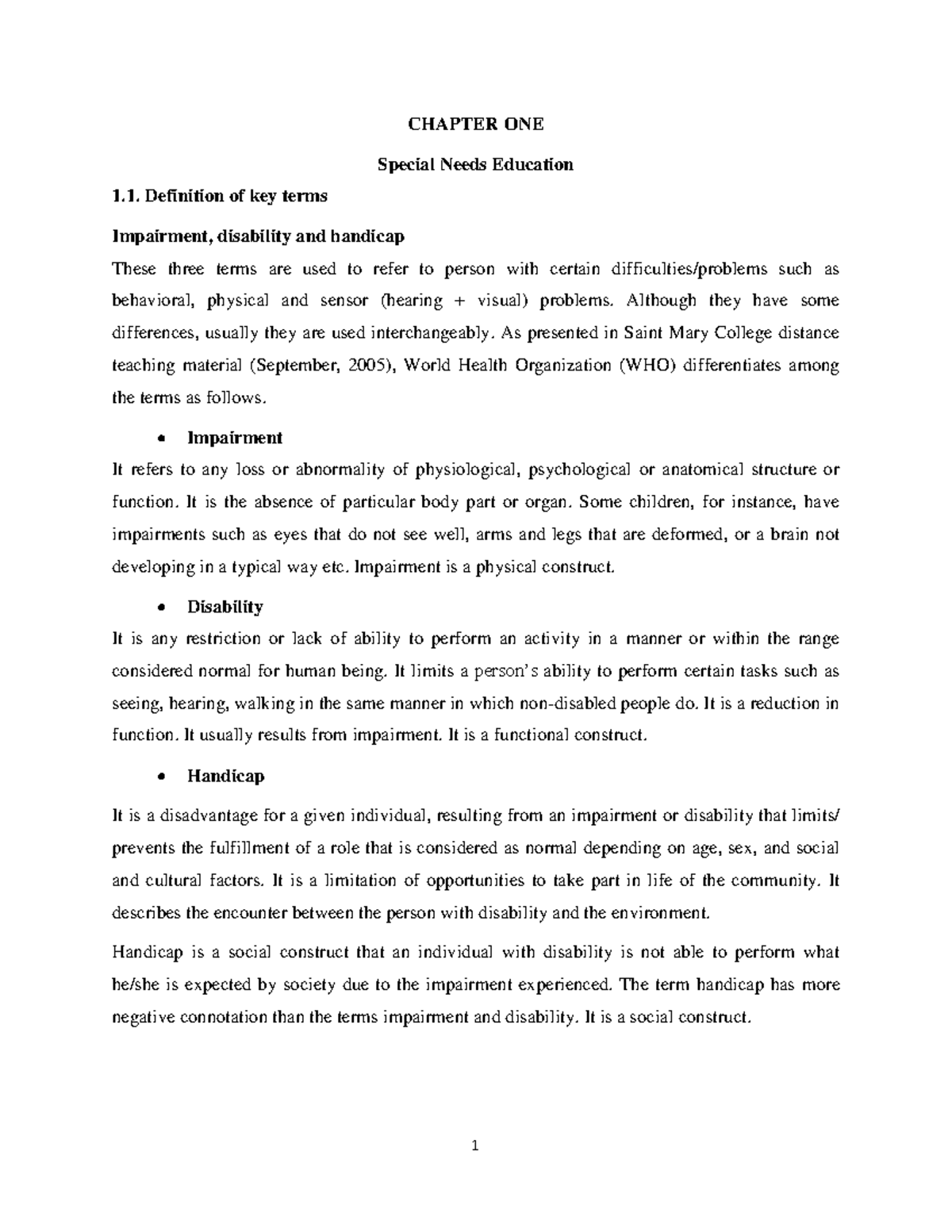 Lecture Notes 745911168: Introduction to Special Needs Education - Studocu