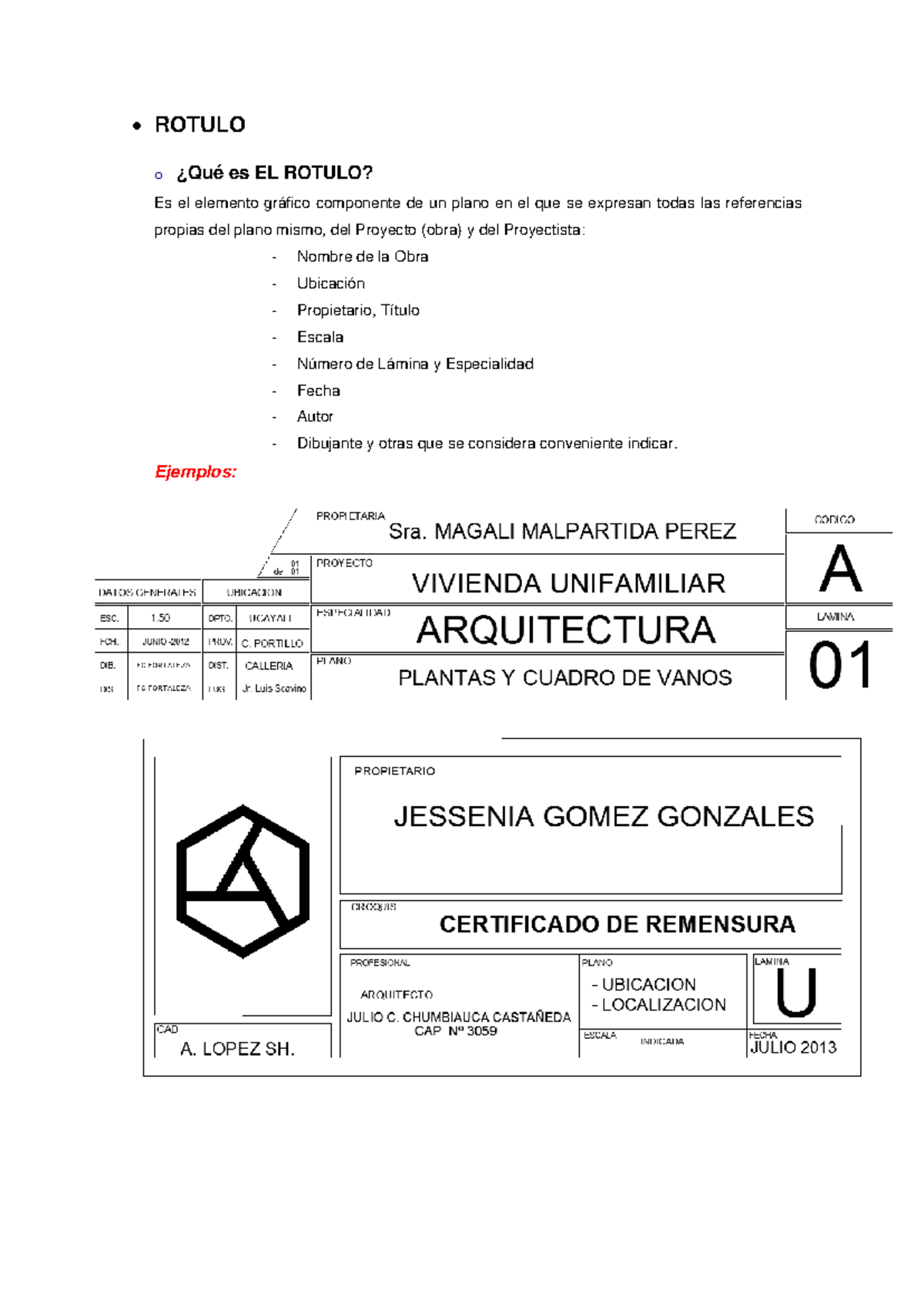 Manual de Lectura de Planos Arquitectura - II: El Rótulo y Más - Studocu