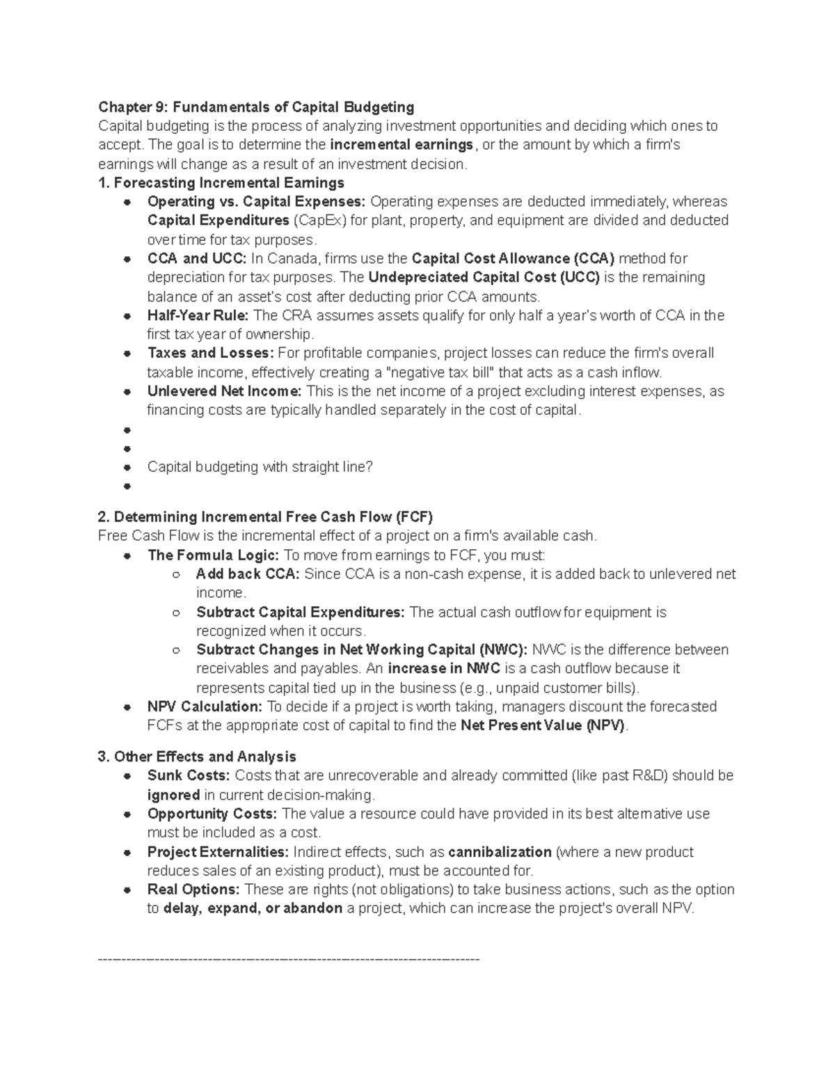 Fin300: Chapter 9 - Fundamentals of Capital Budgeting Notes - Studocu