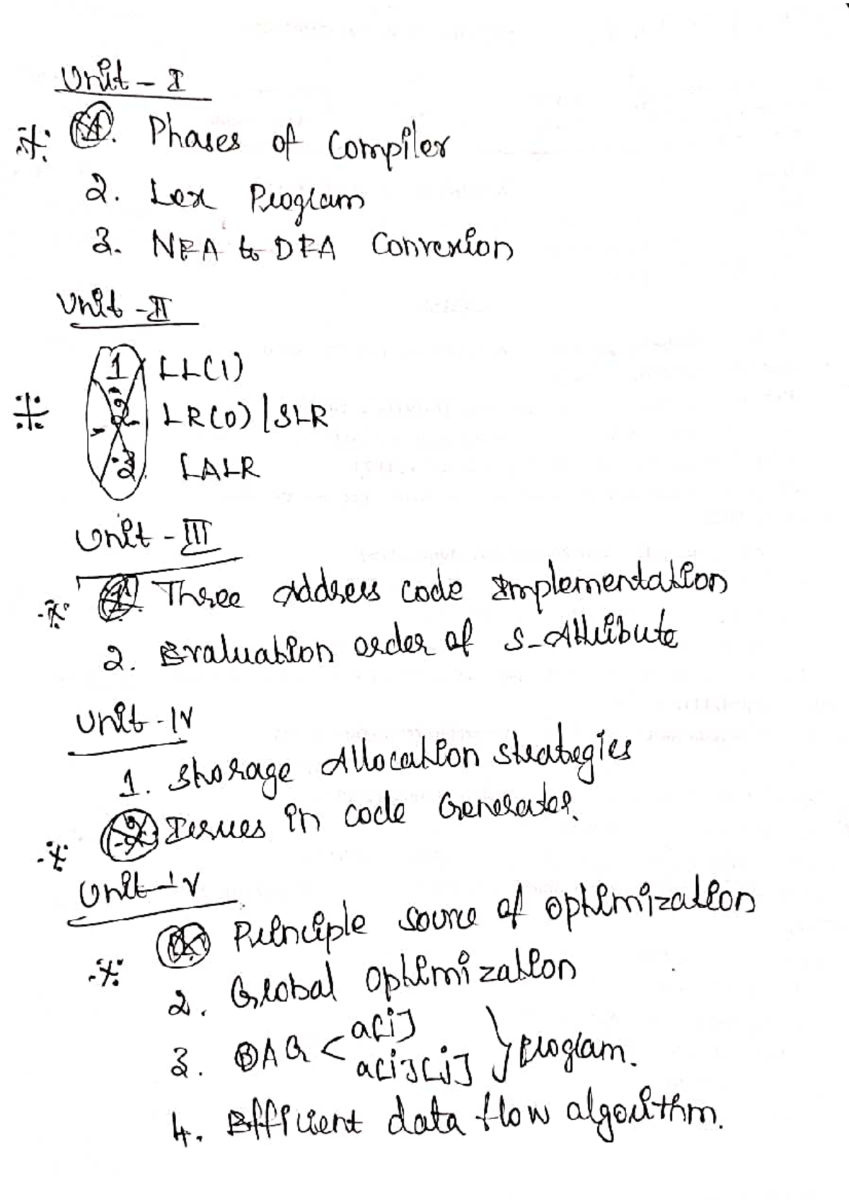 CS3501 Compiler Design: Key Questions on Phases & Optimization - Studocu